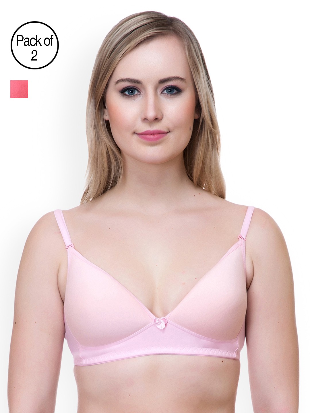 

Lady Lyka Women Pack of 2 Pink & Peach-Coloured T-shirt Bras BREEZE-PNK-MISTIQUE-PLM