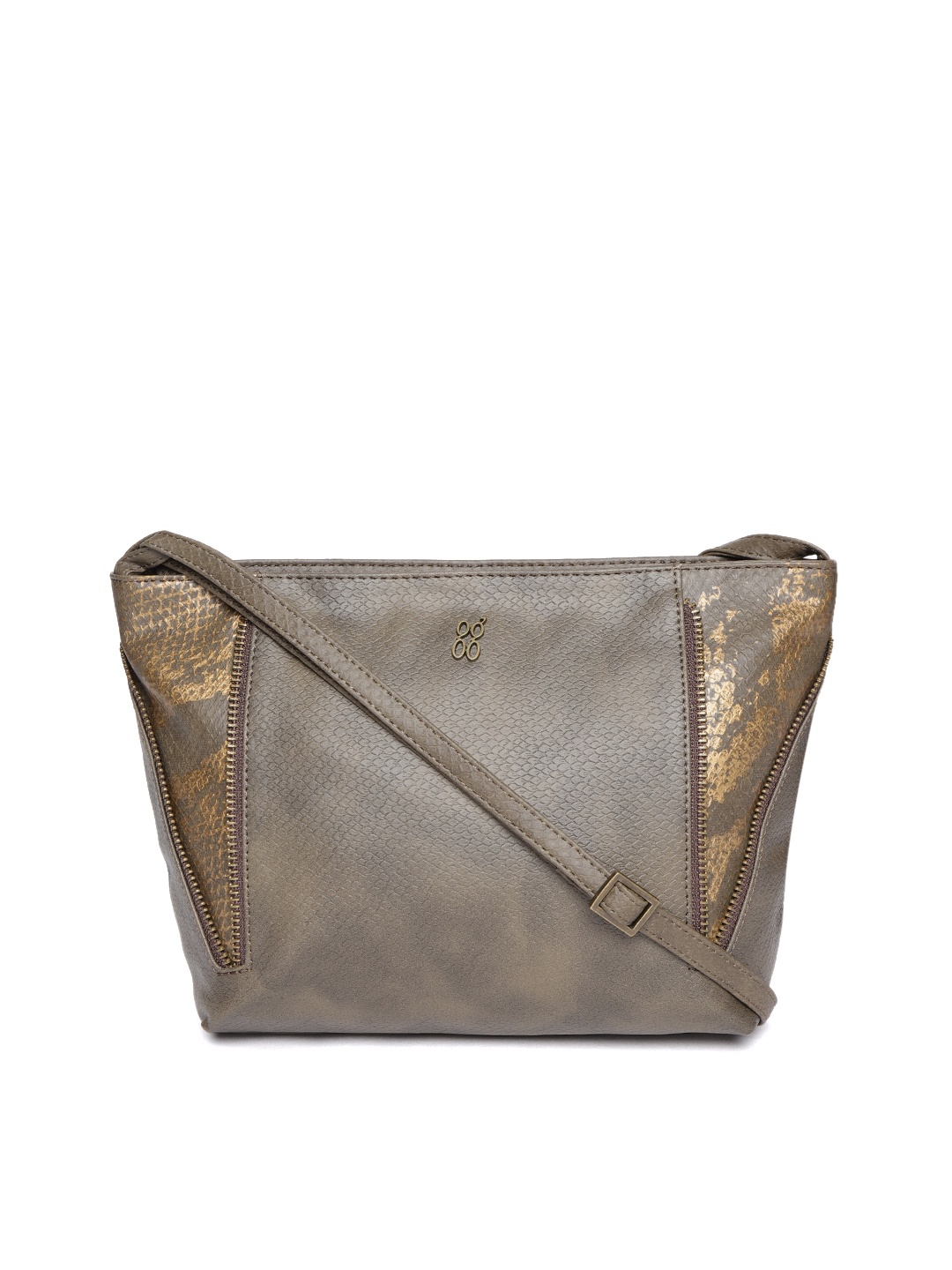 

Baggit Olive Brown Snakeskin Textured Sling Bag