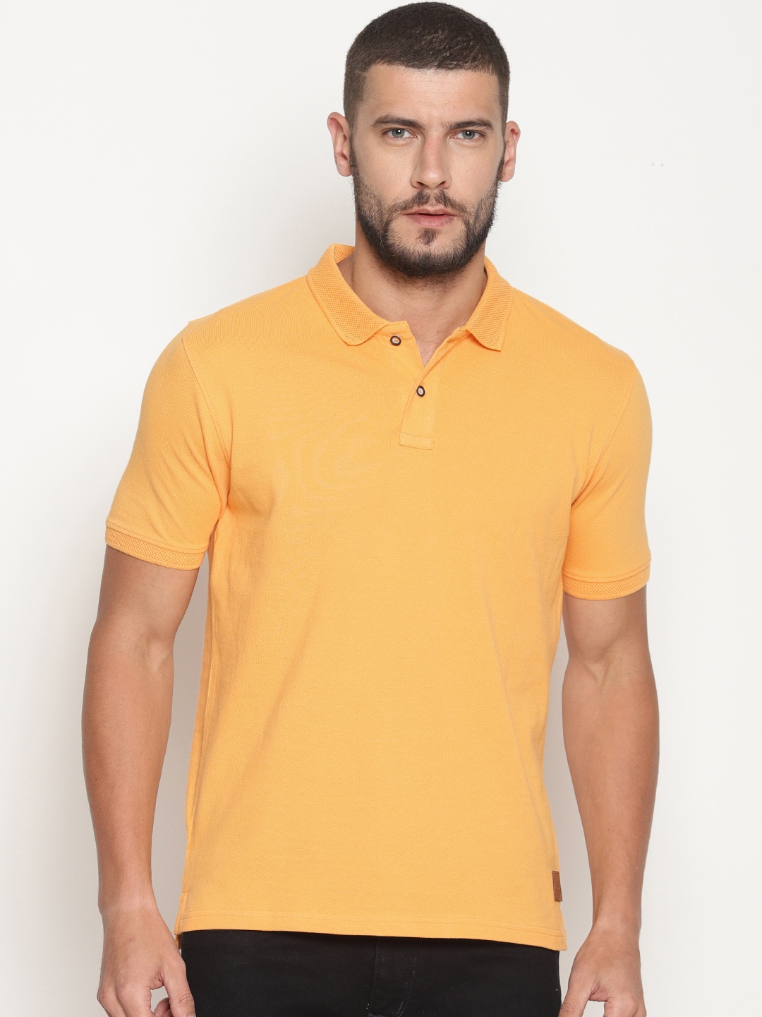 

Steenbok Men Yellow Solid Polo Collar T-shirt