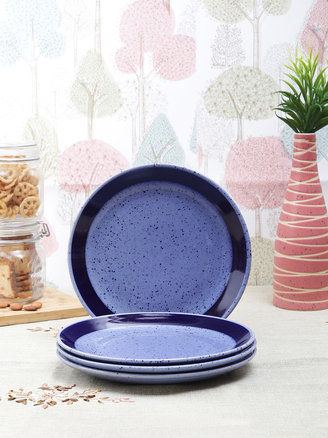 

VarEesha Set of 4 Blue Printed Ceramic Plates