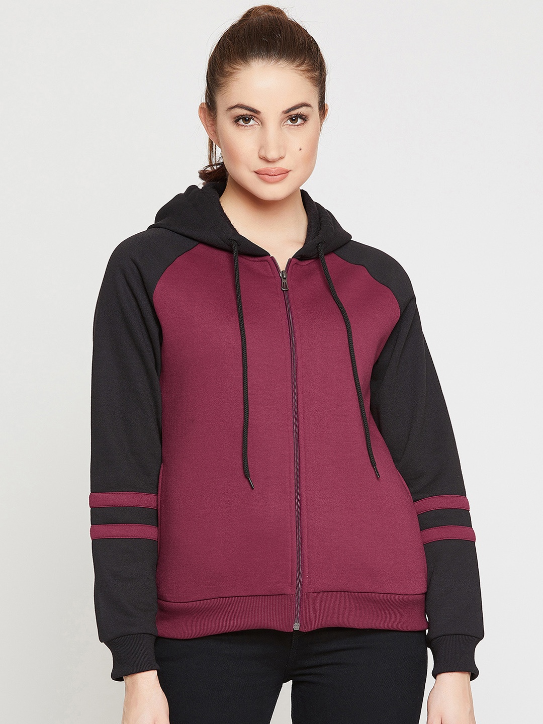 

RARE Women Purple Solid Hooded Sweatshirt