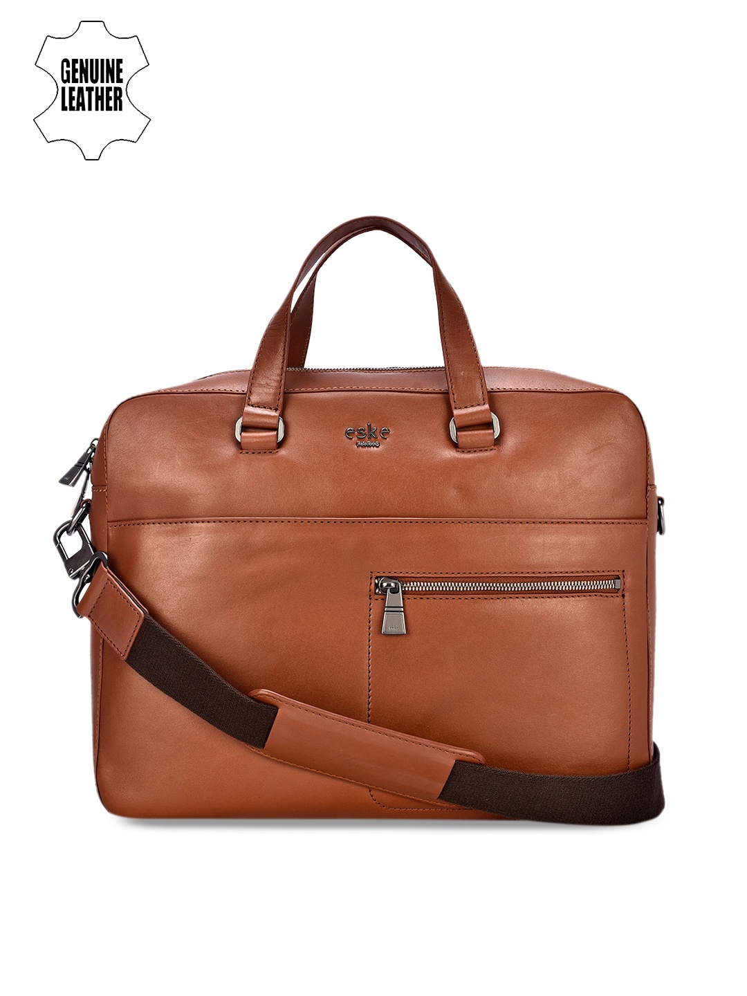 

Eske Men Brown Solid Leather Laptop Bag