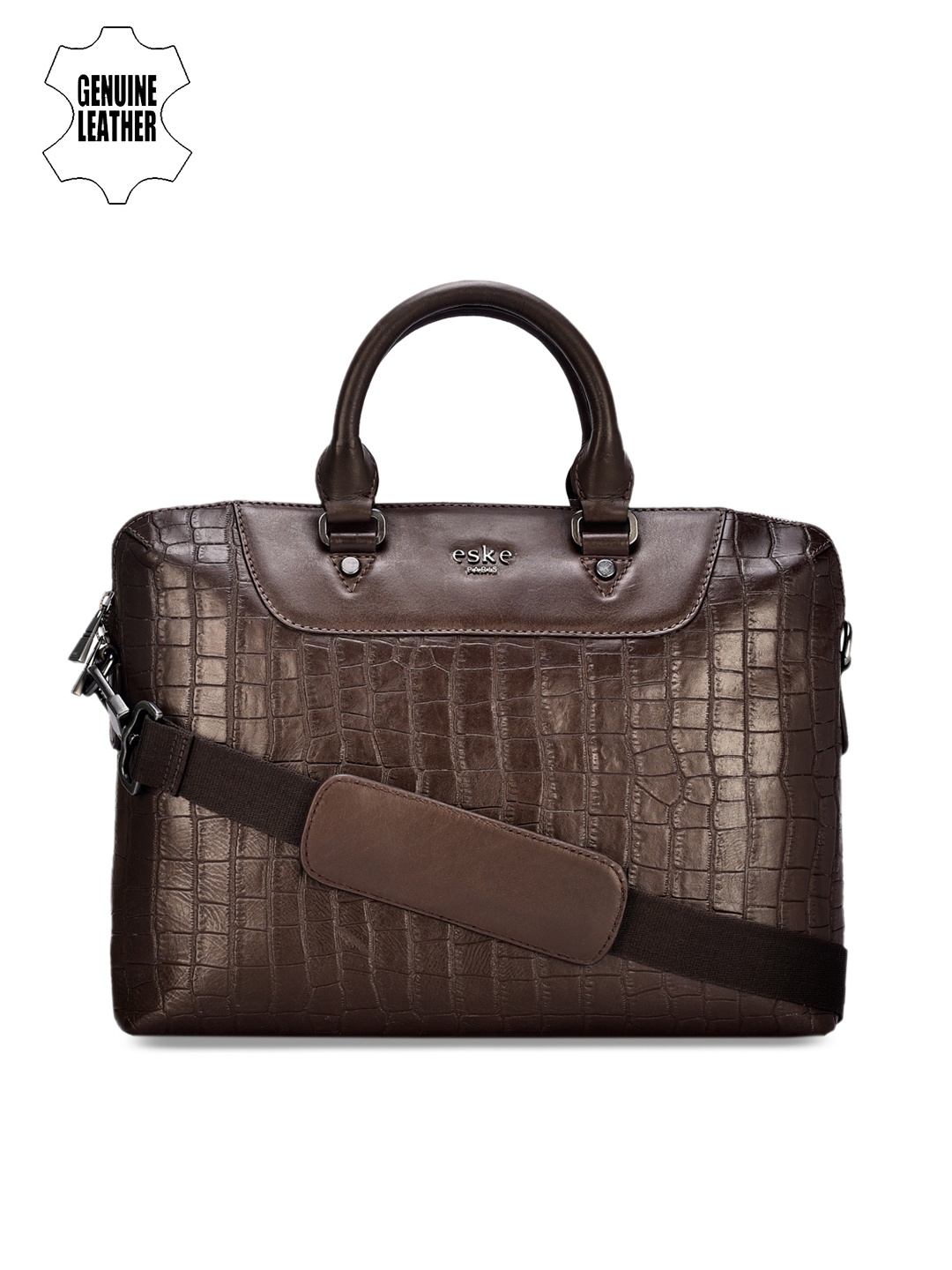 

Eske Men Brown Textured Leather Laptop Bag