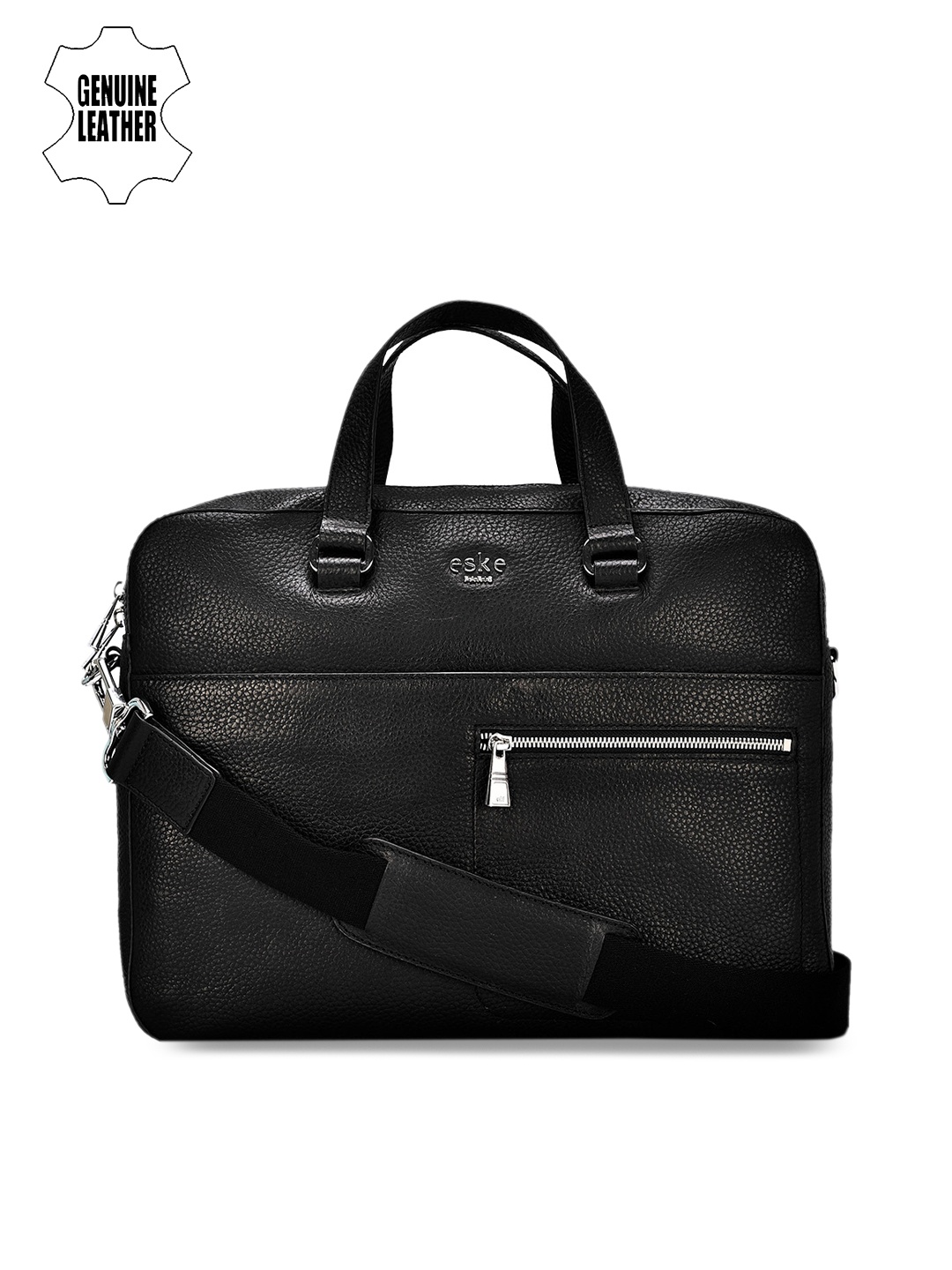 

Eske Men Black Solid Leather Laptop Bag