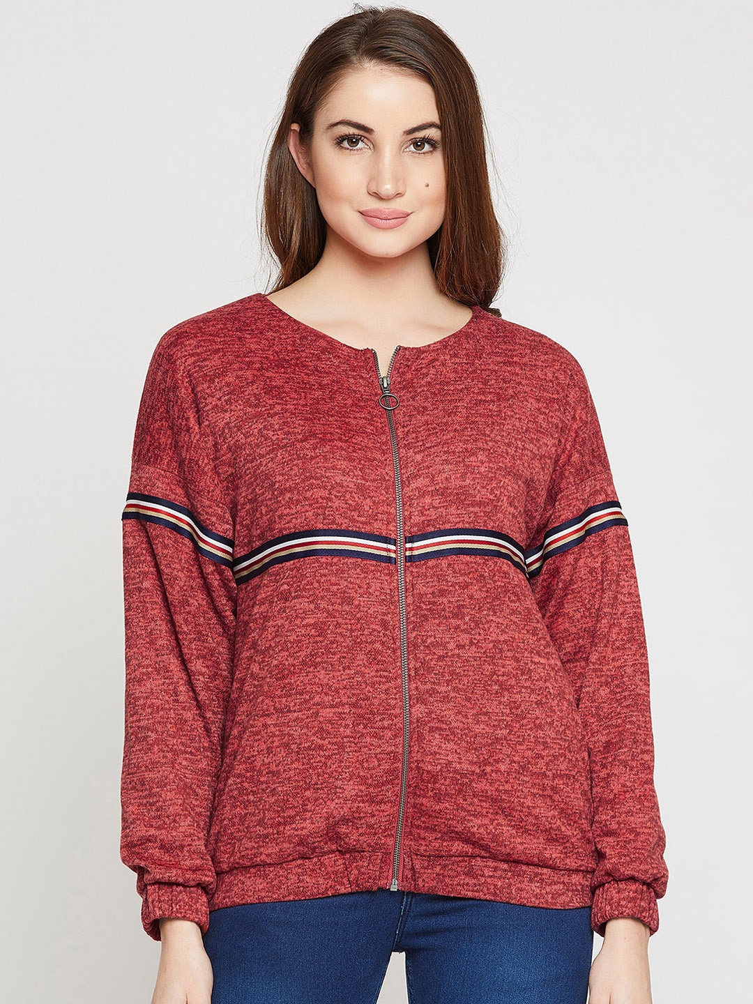 

Marie Claire Women Red Striped Sweatshirt