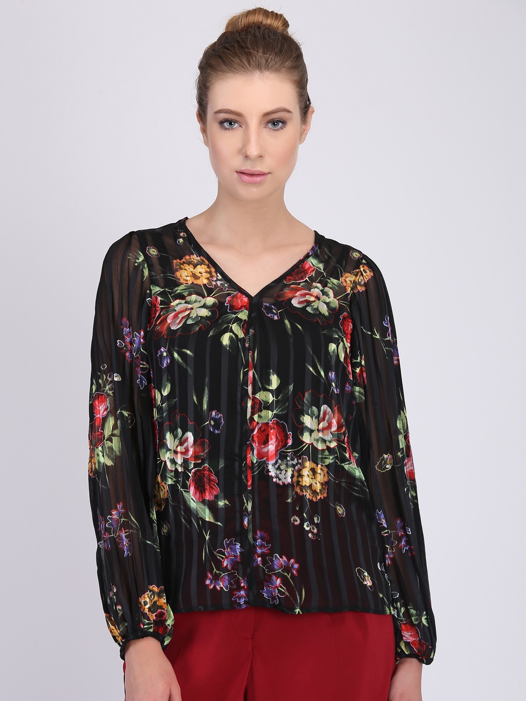 

NIZA Women Black Printed Top