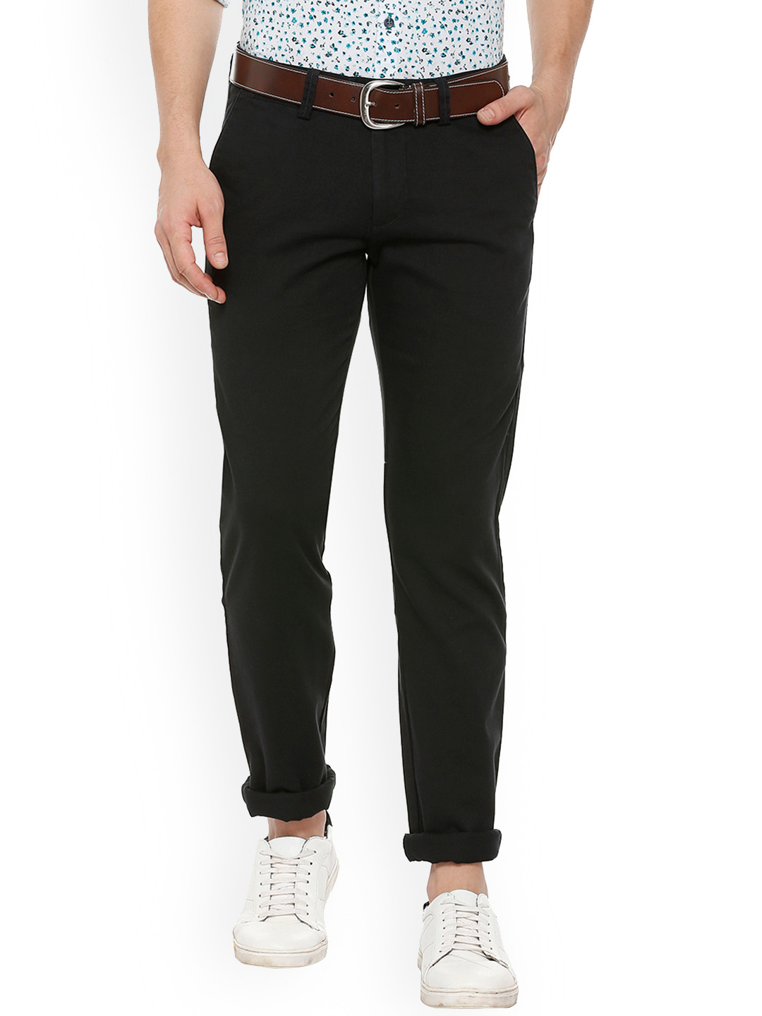 

Allen Solly Men Black Slim Fit Solid Regular Trousers