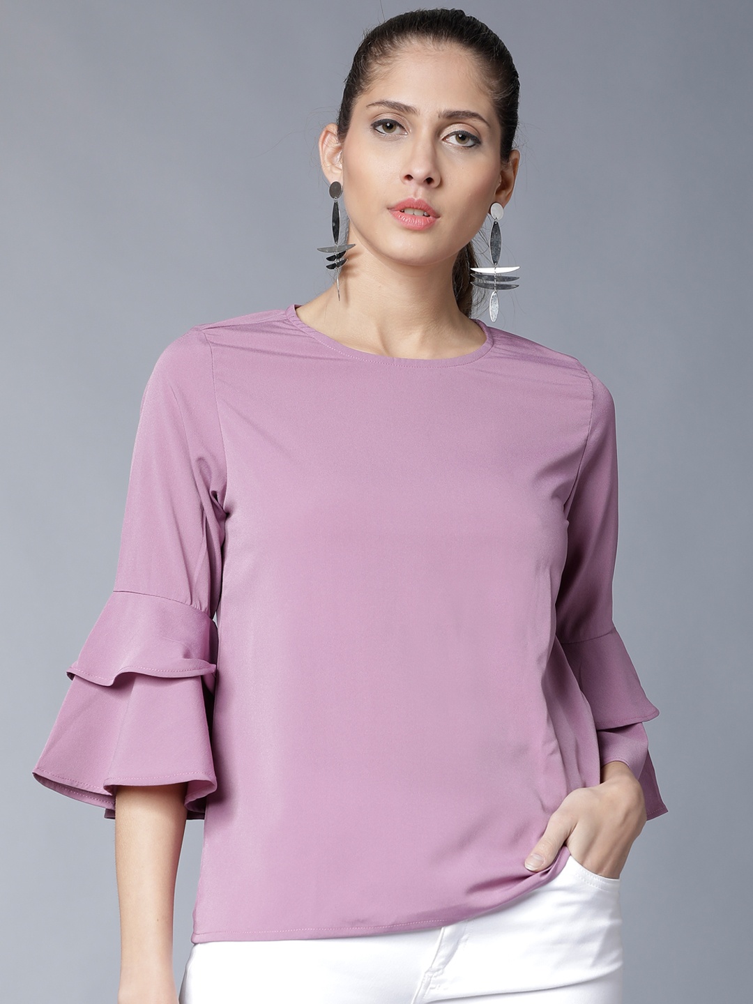 

Tokyo Talkies Mauve Top With Bell Sleeves