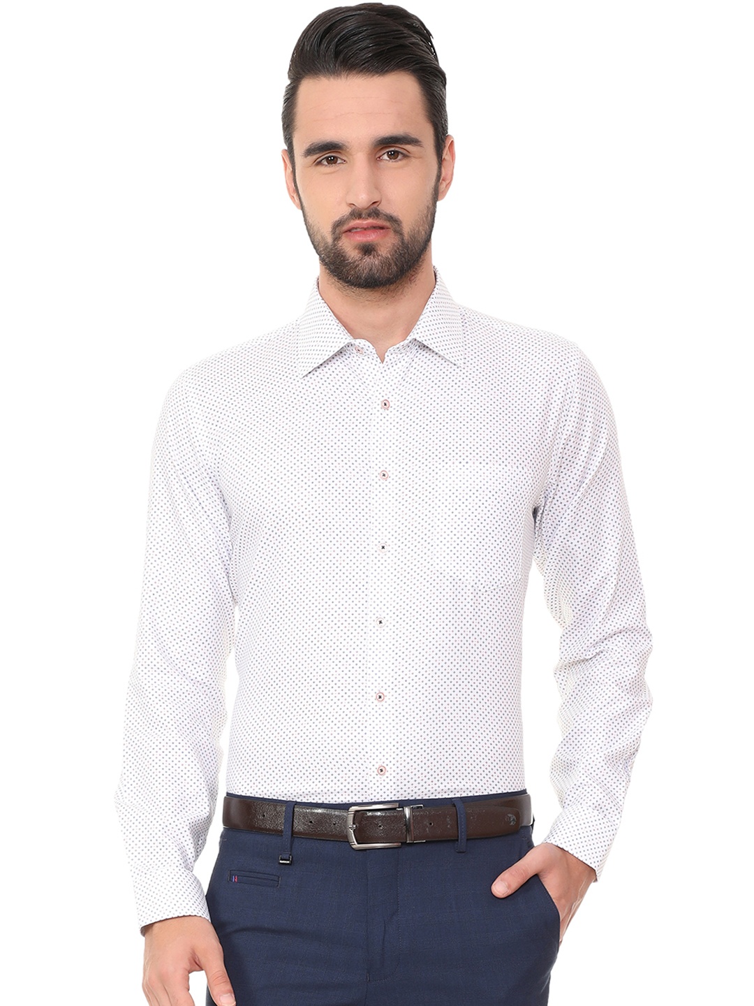 

Van Heusen Men White Slim Fit Printed Formal Shirt
