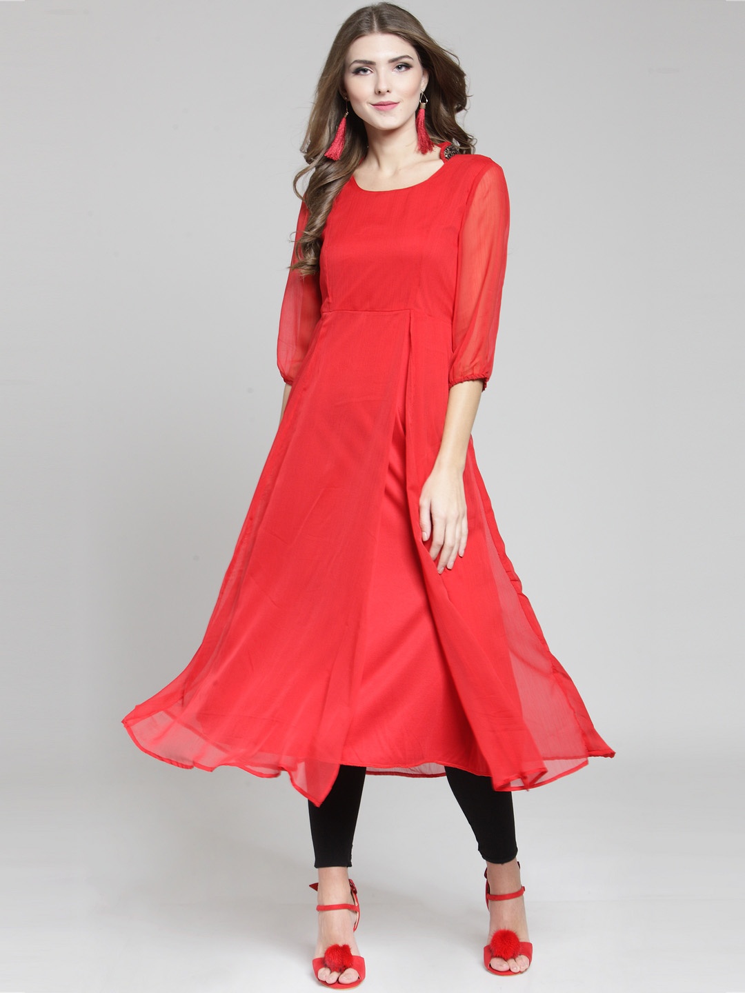 

Sera Women Red Solid A-Line Kurta