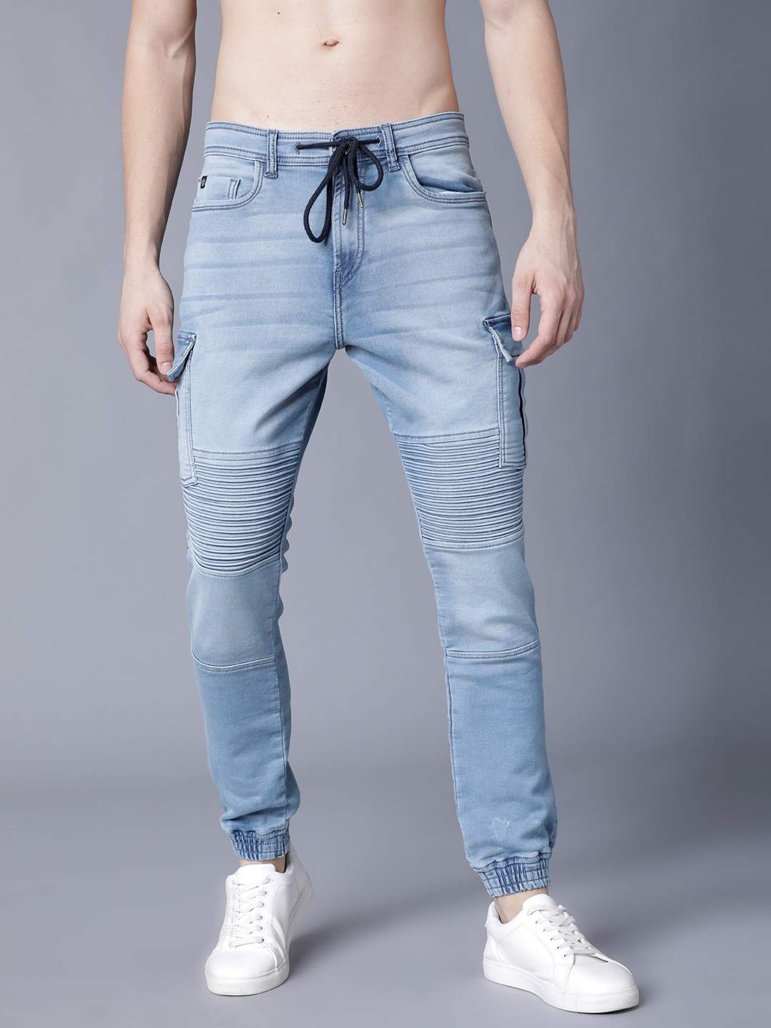 

LOCOMOTIVE Men Blue Jogger Mid-Rise Clean Look Stretchable Jeans