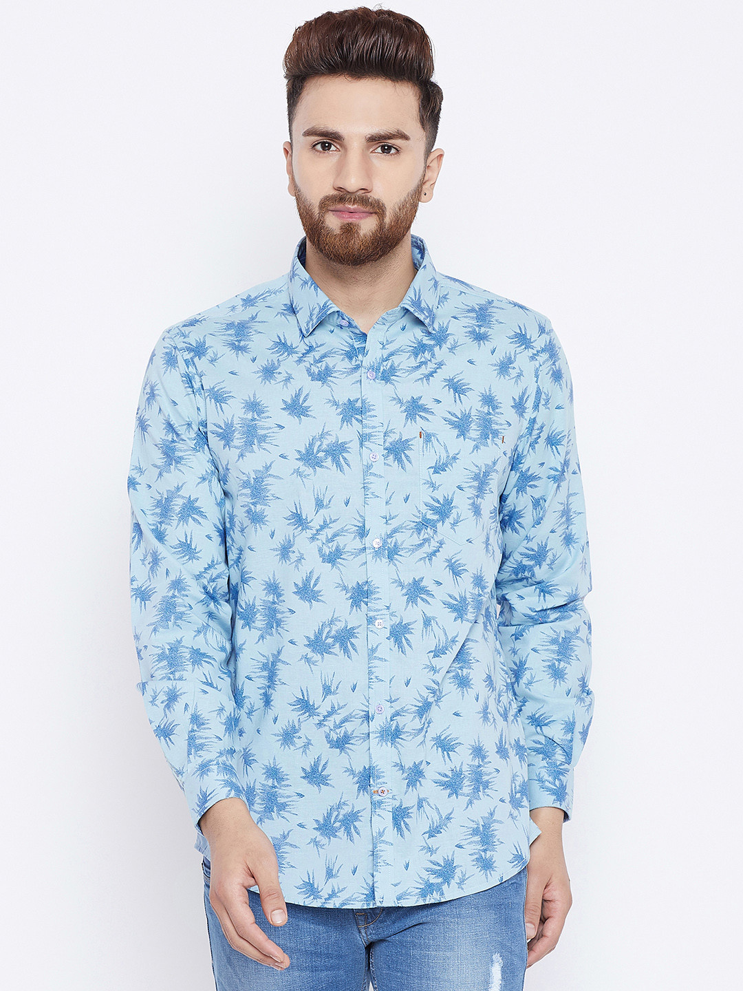 

Canary London Men Blue Smart Slim Fit Printed Casual Shirt
