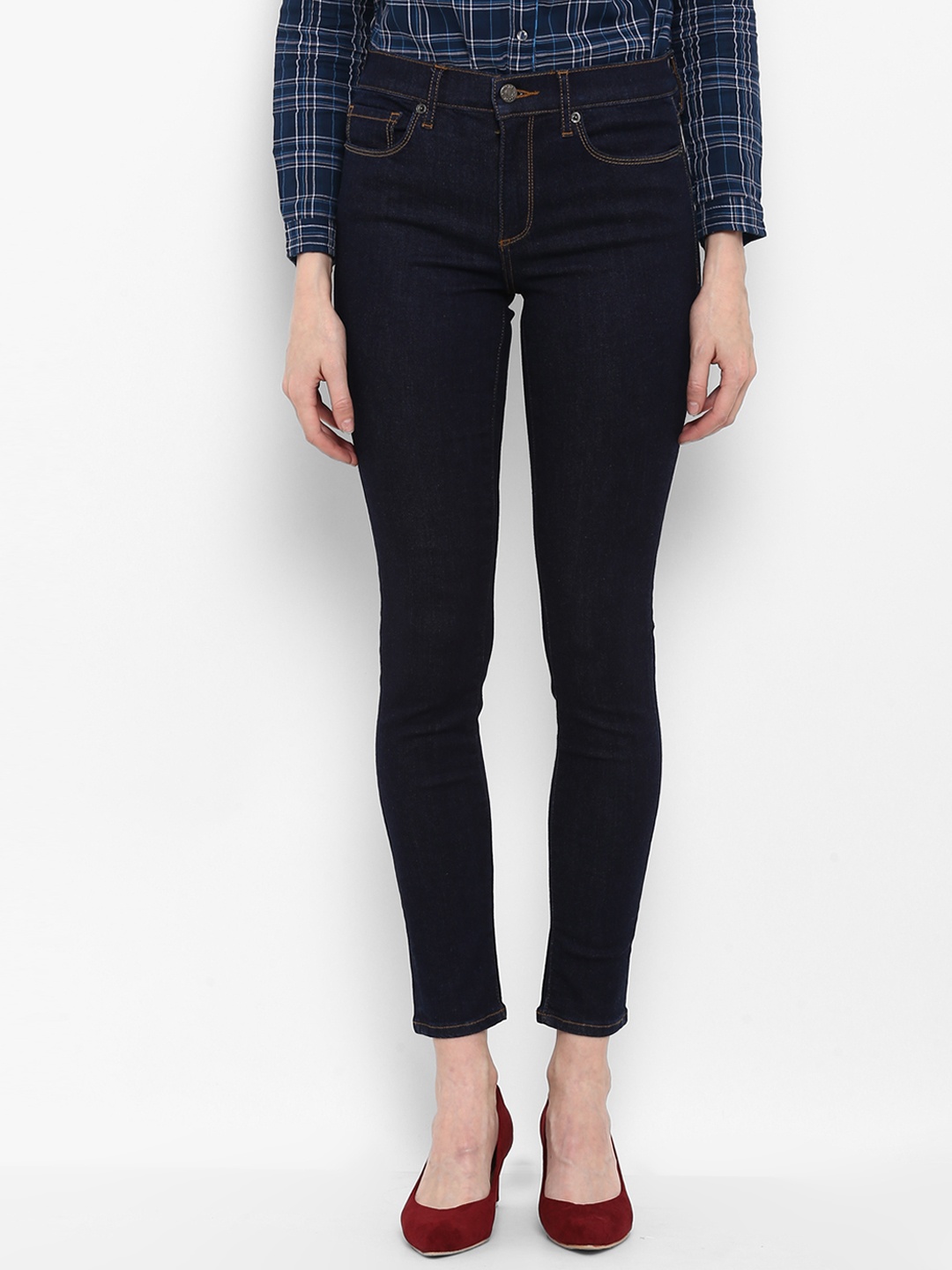 

Mode by Red Tape Women Navy Blue Skinny Fit Mid-Rise Clean Look Jeans