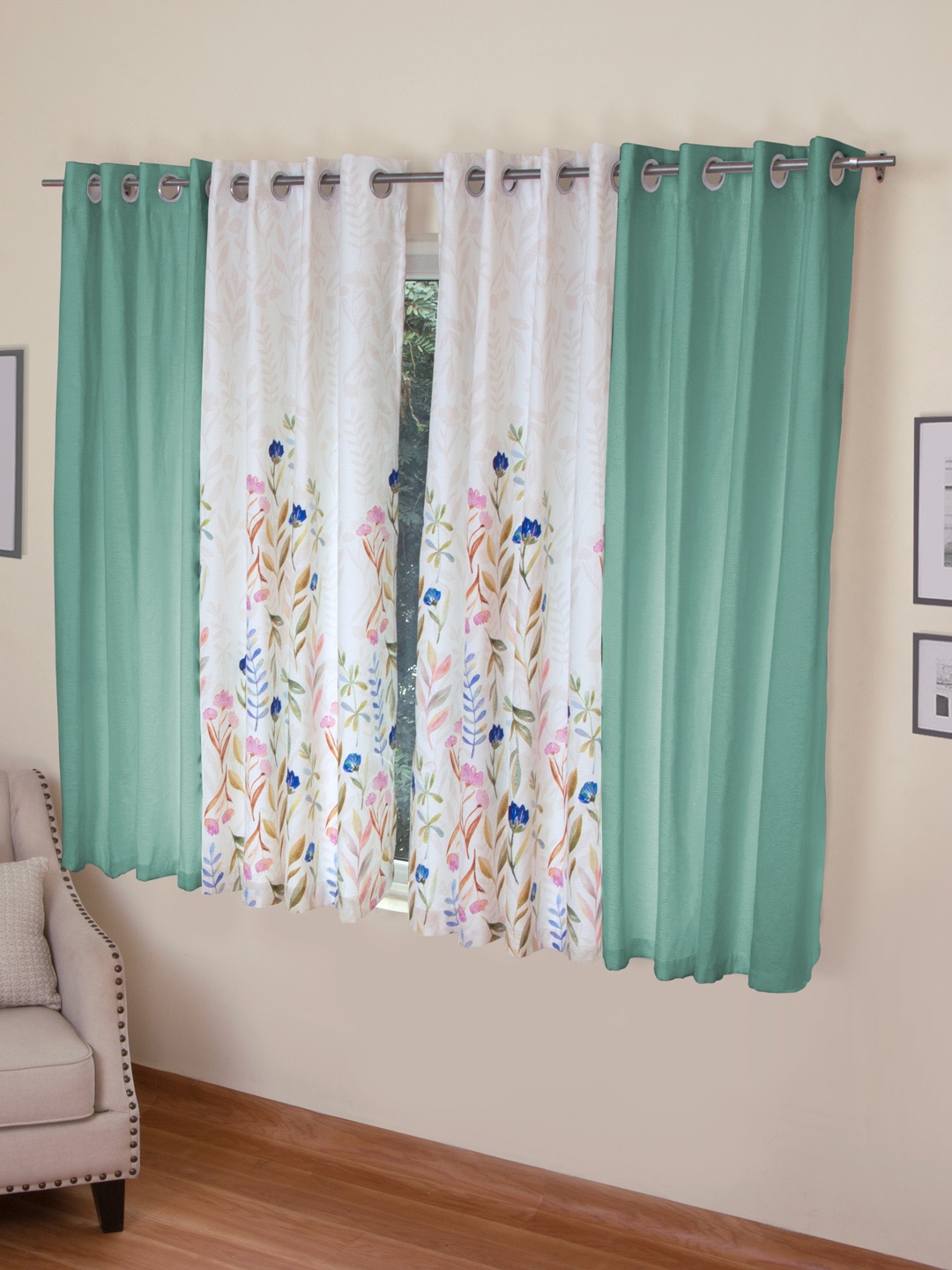 

ROSARA HOME Mateo Grace Panel Set of 4 Window Curtains, Multi