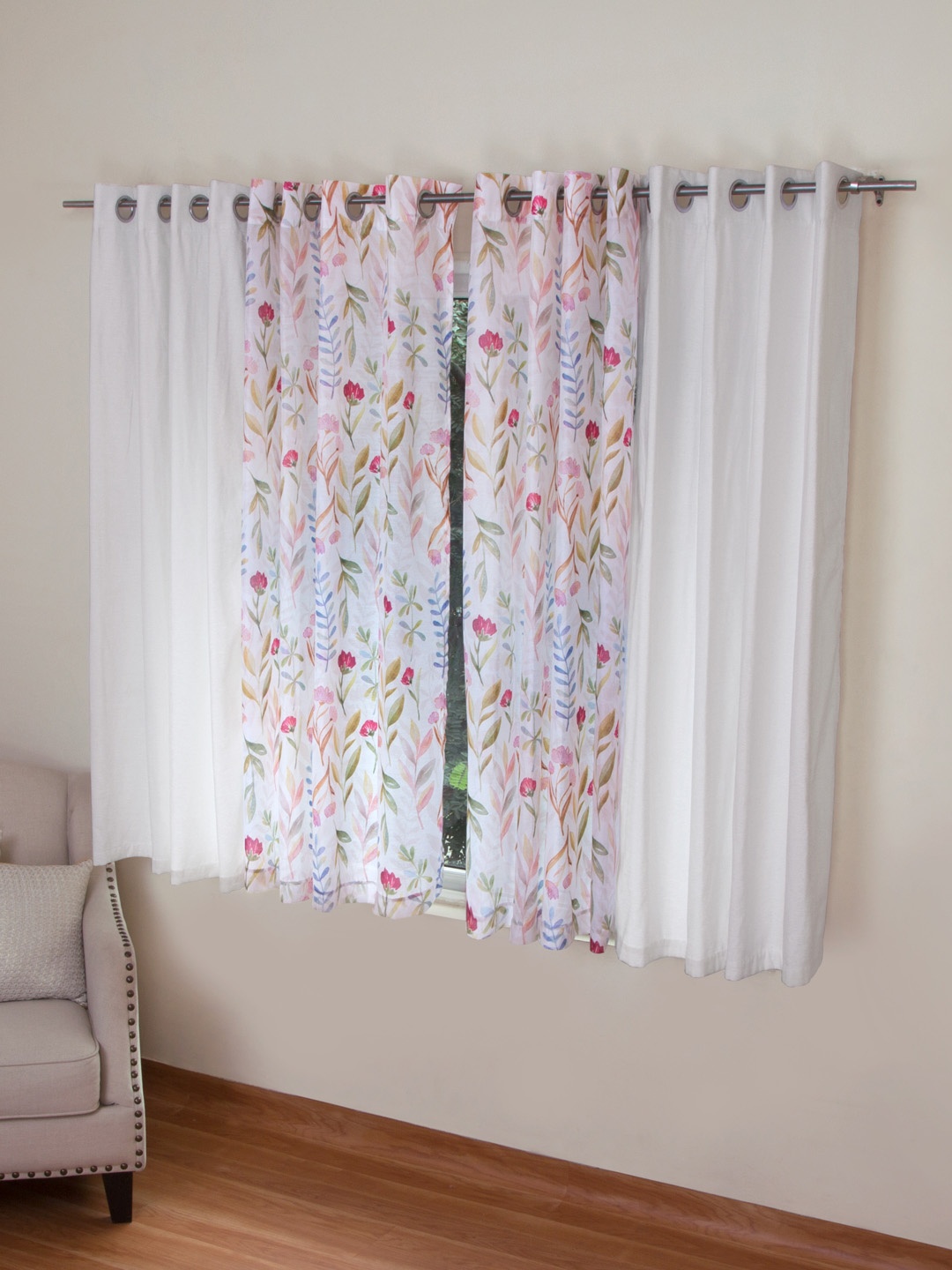 

ROSARA HOME Mateo Grace Voile Set of 4 Window Curtains, White