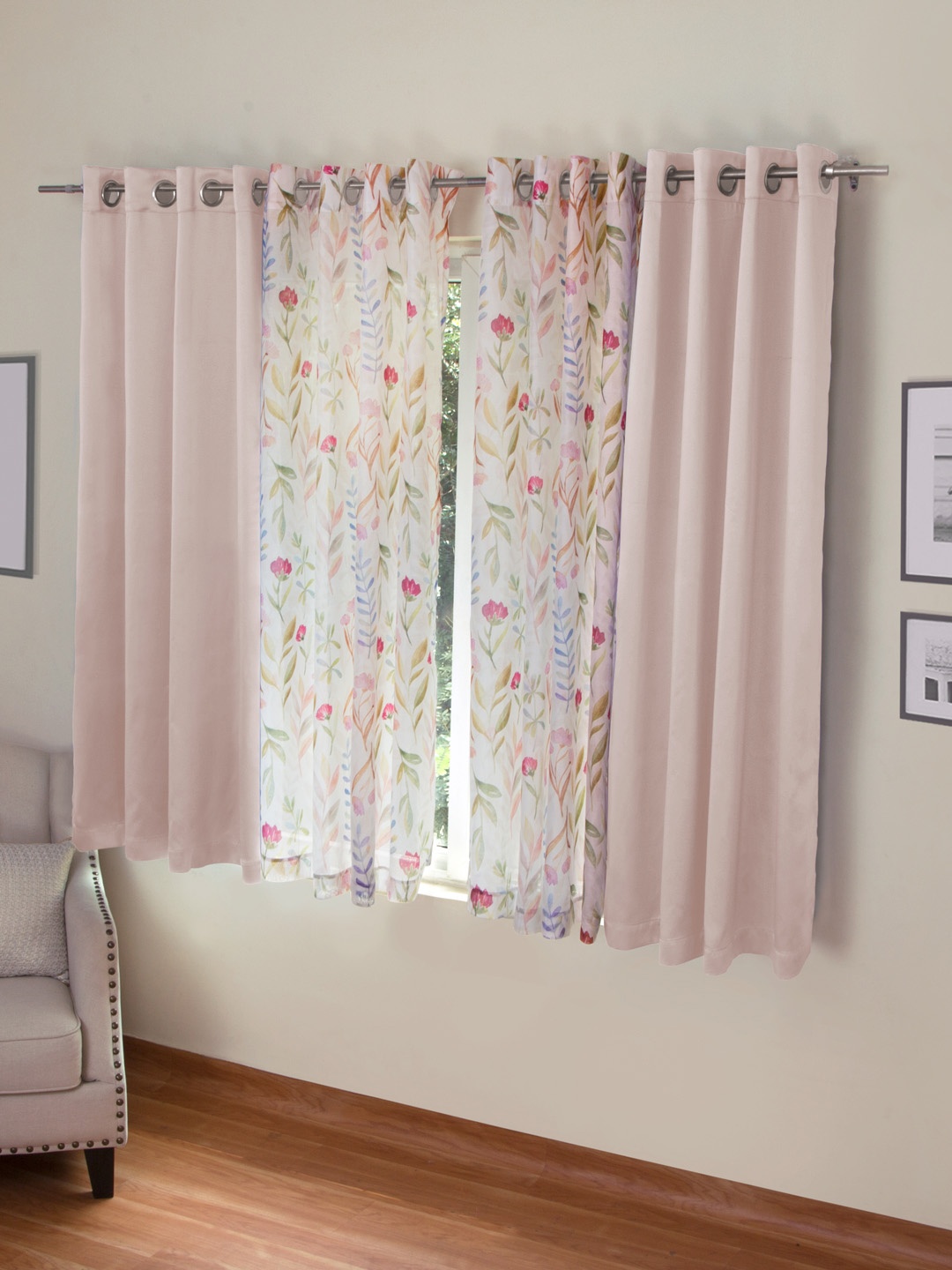 

ROSARA HOME Peach-Coloured Black Out Window Curtains