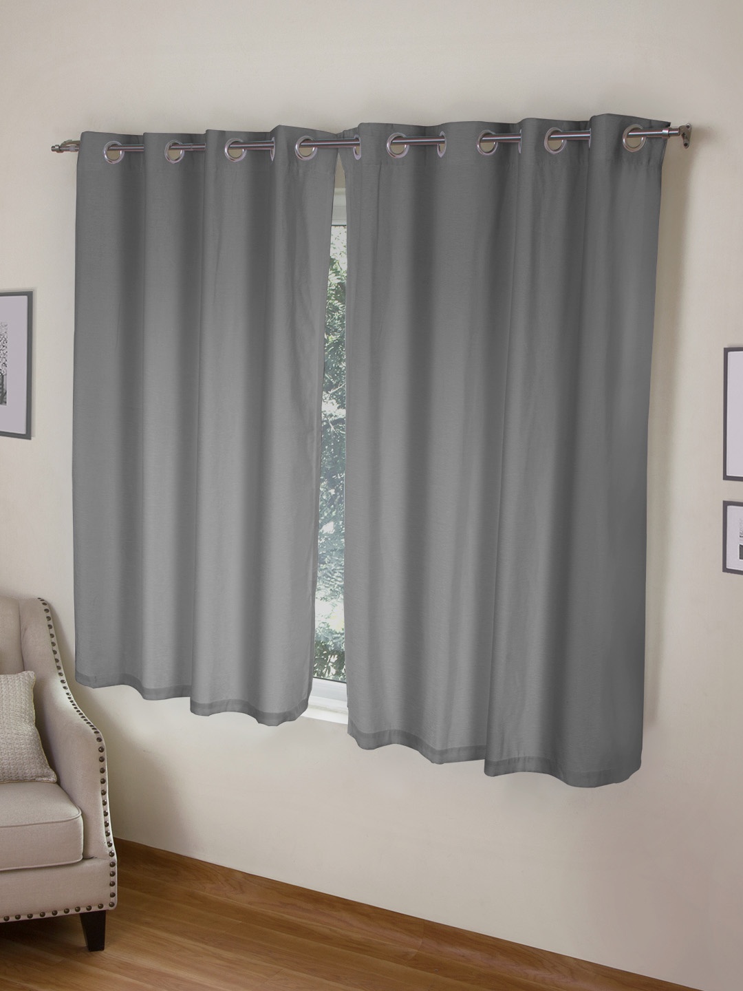 

ROSARA HOME Mateo Double Eyelet Window Curtain, Grey