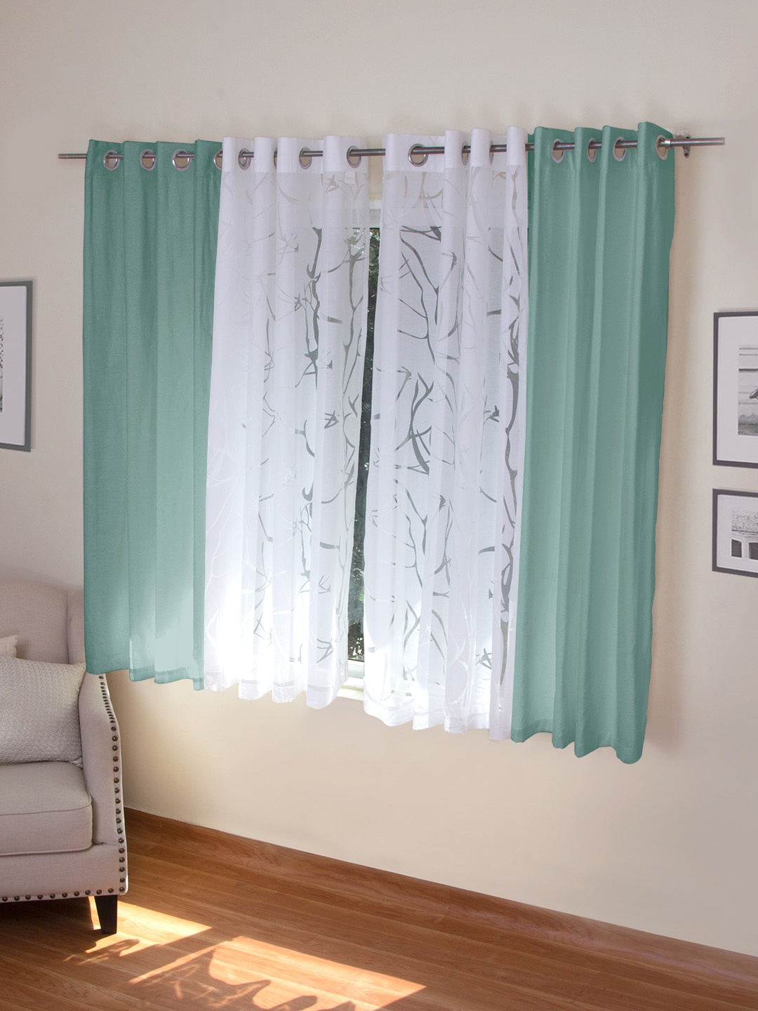 

ROSARA HOME Set of 4 Window Curtains, Blue