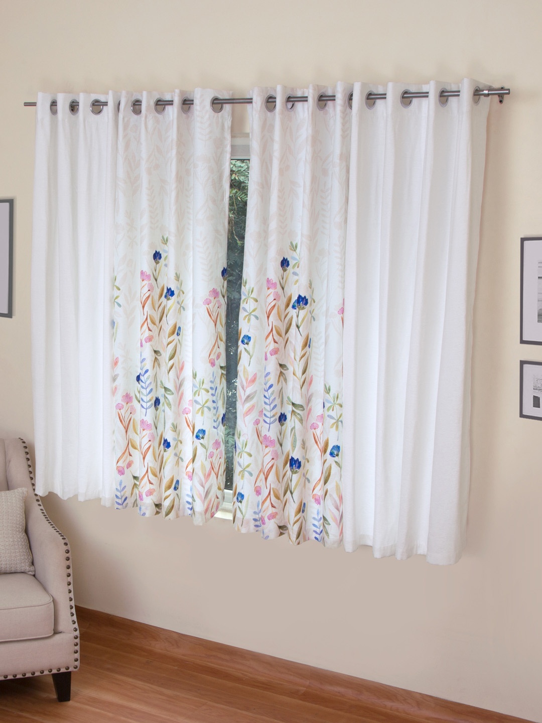 

ROSARA HOME Mateo Grace Panel Set of 4 Window Curtains, Multi