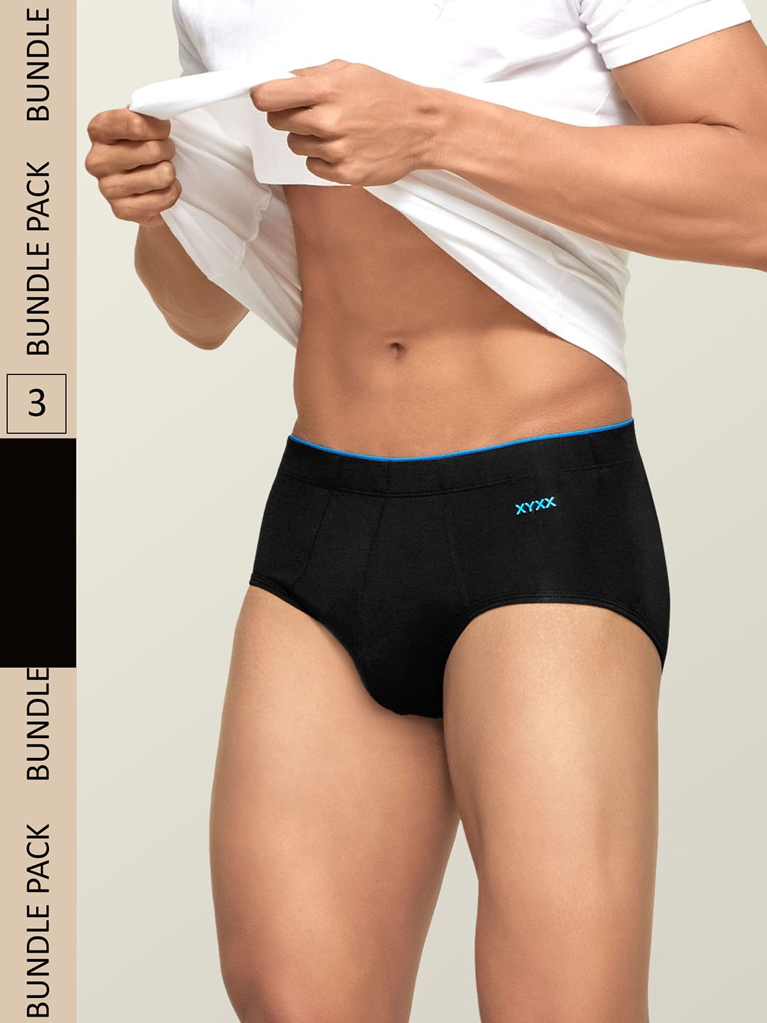 

XYXX Men Pack Of 3 Uno IntelliSoft Micro Modal Briefs XYBRF3PCKN302, Black