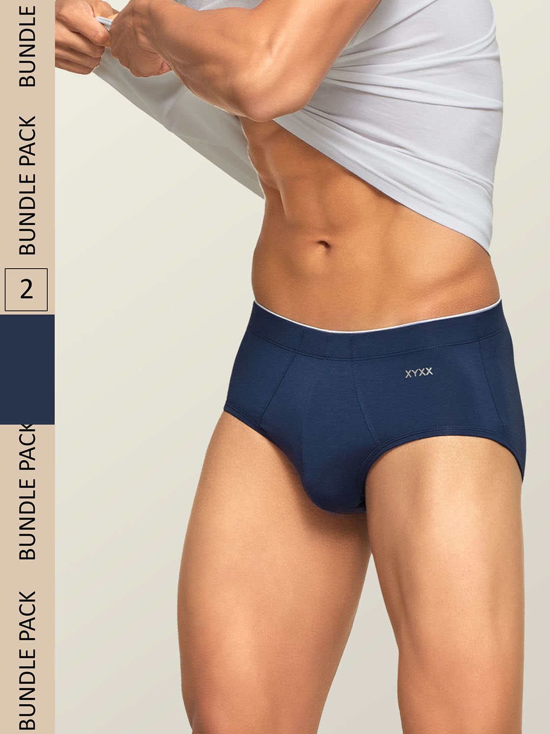 

XYXX Men Solid Pack Of 2 Uno IntelliSoft Micro Modal Brief, Blue