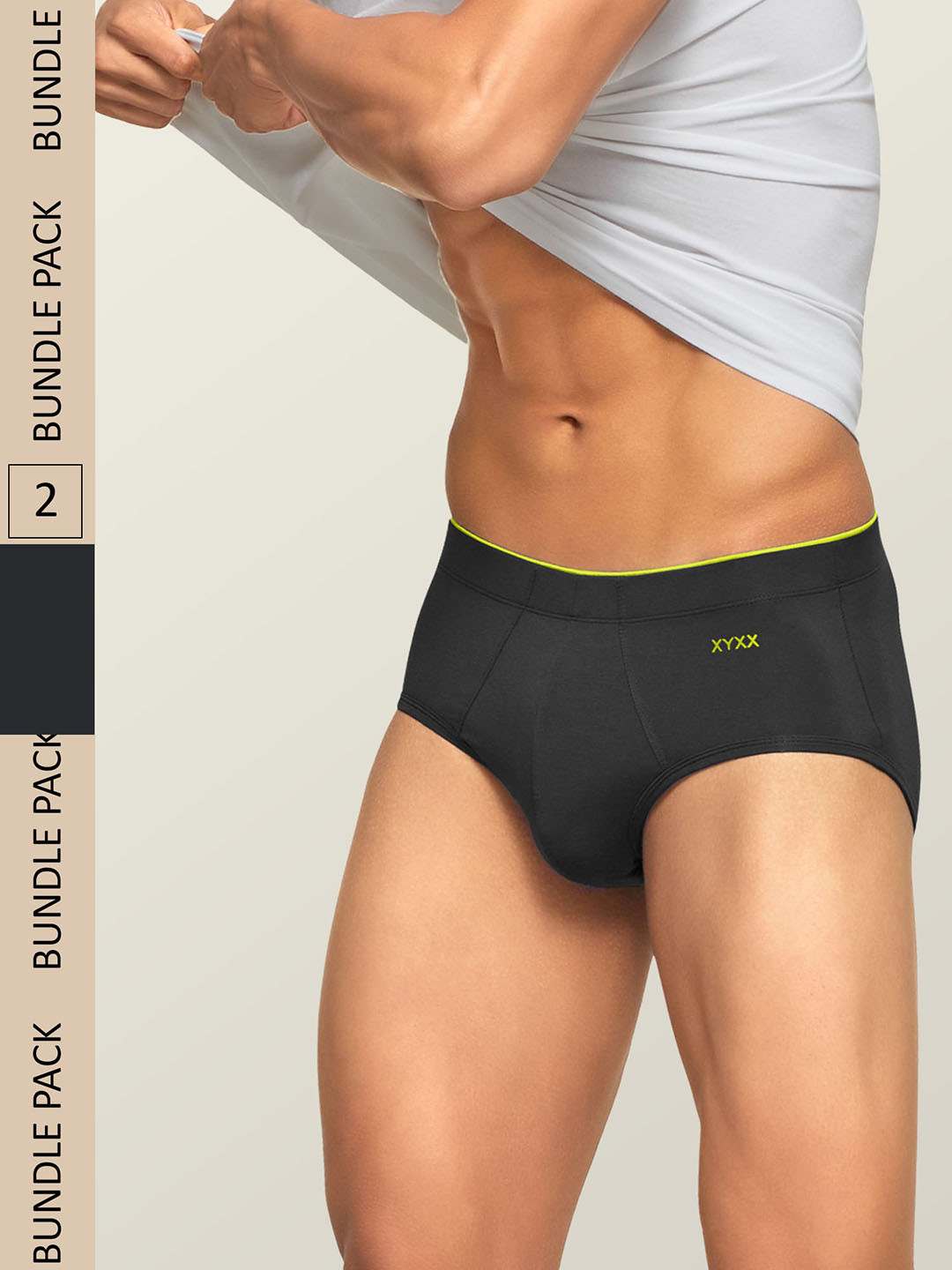 

XYXX Men Pack of 2 IntelliSoft Antimicrobial Micro Modal Uno Briefs XYBRF2PCKN215, Grey