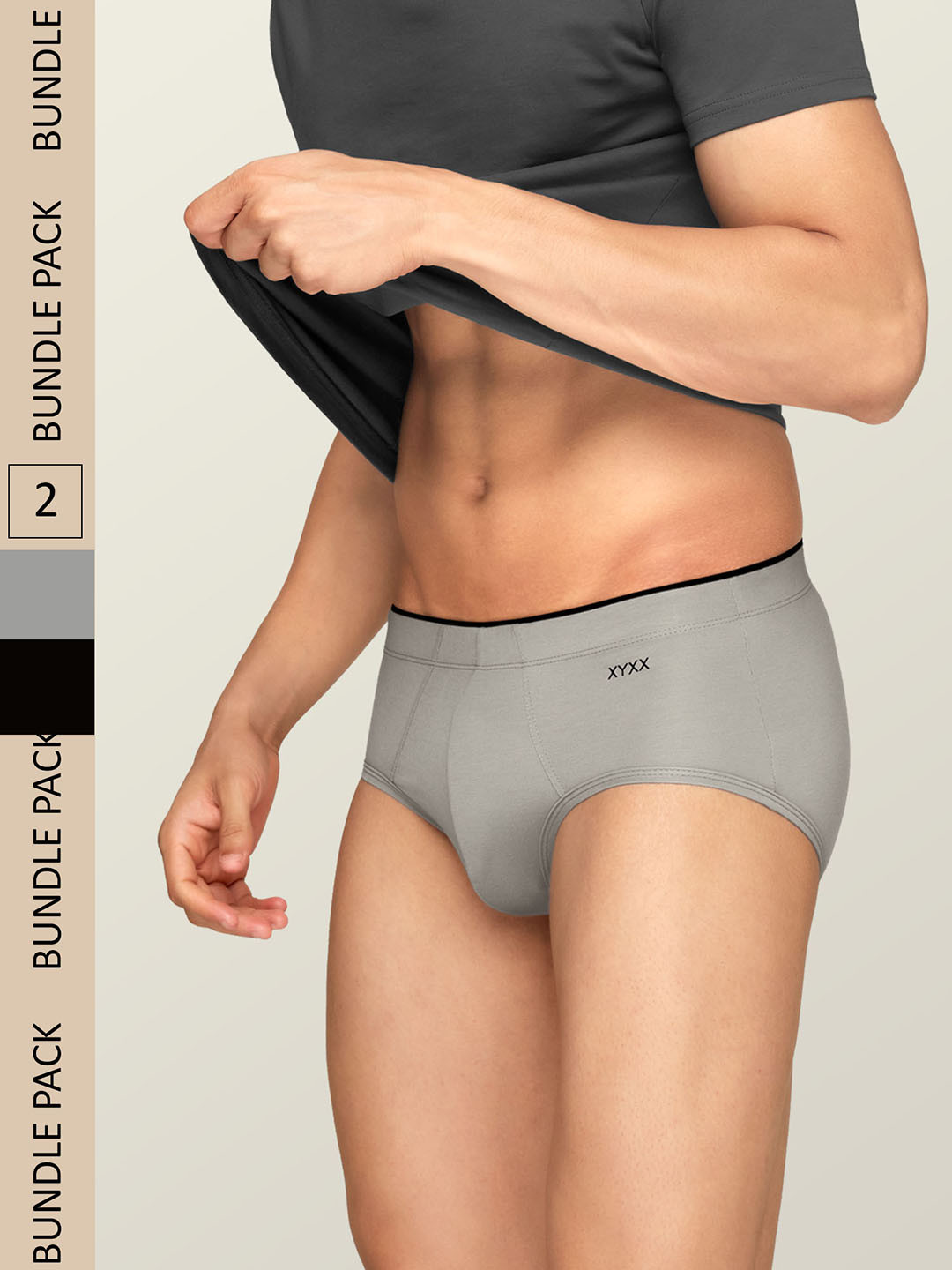 

XYXX Men IntelliSoft Antimicrobial Micro Modal Pack of 2 Uno Briefs XYBRF2PCKN216, Black