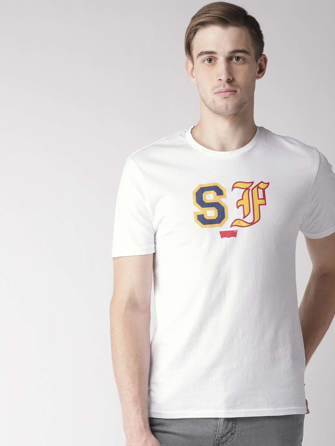 

Levis Men White Printed Round Neck T-shirt