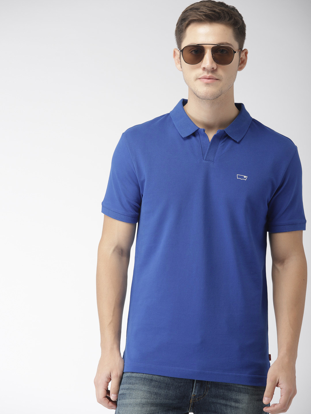 

Levis Men Blue Solid Polo Collar T-shirt