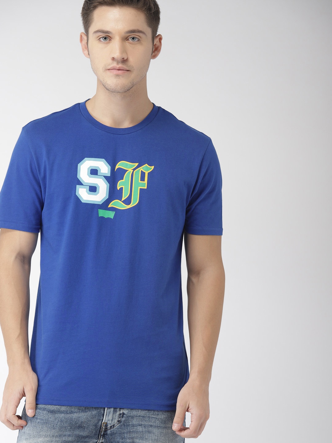 

Levis Men Blue Printed Round Neck Pure Cotton T-shirt