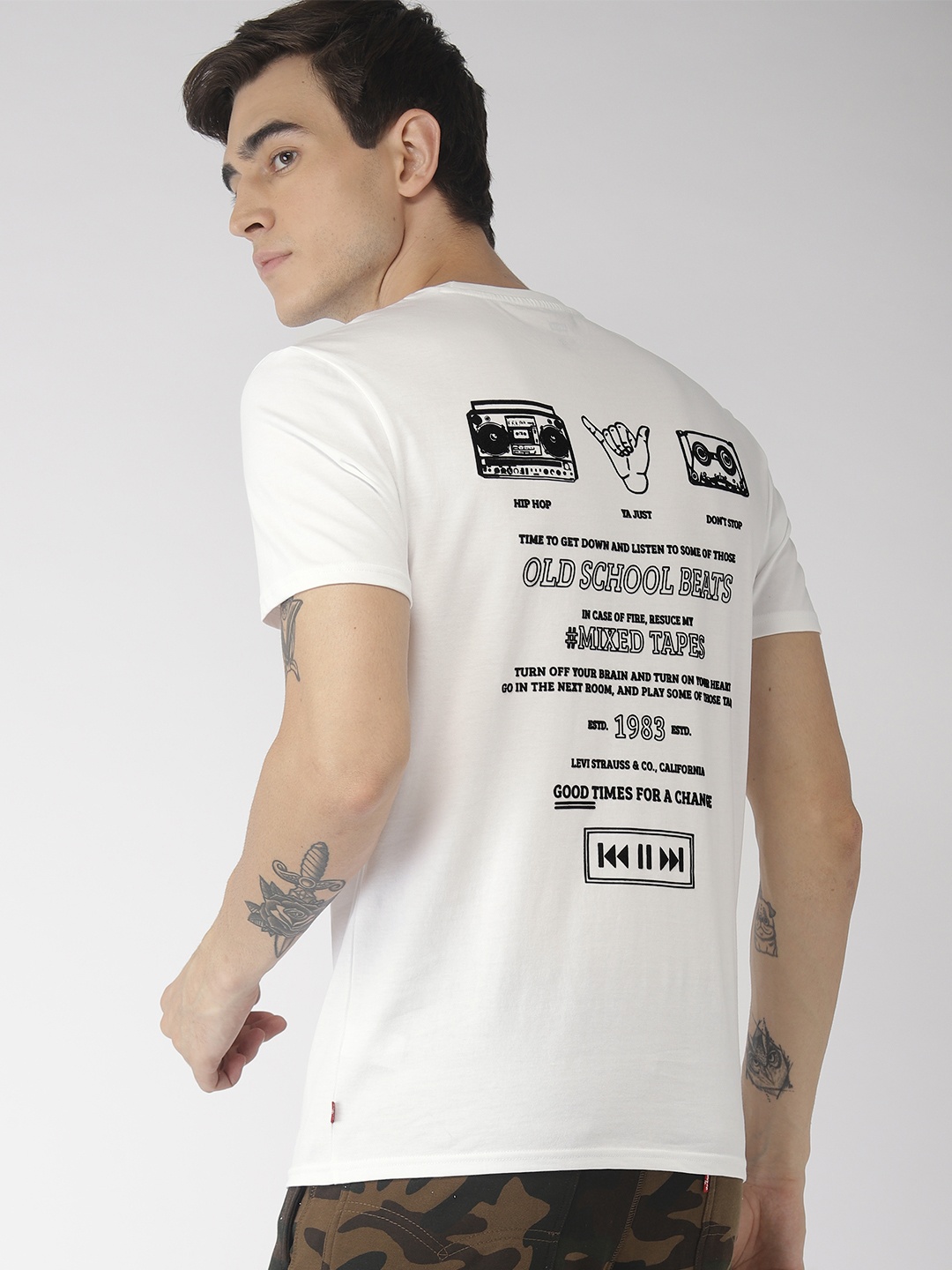 

Levis Men White Printed Round Neck T-shirt