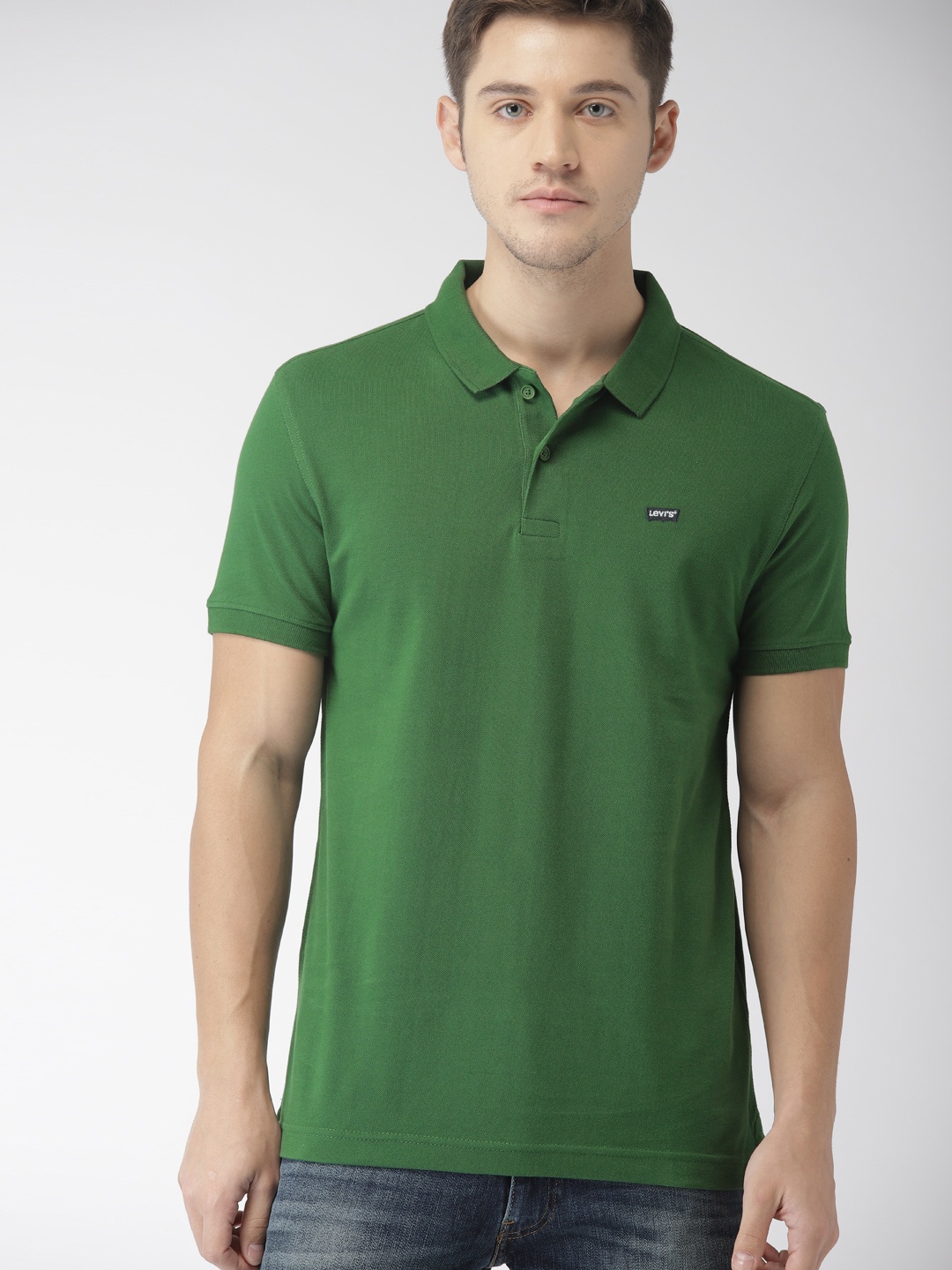 

Levis Men Green Solid Polo Collar T-shirt