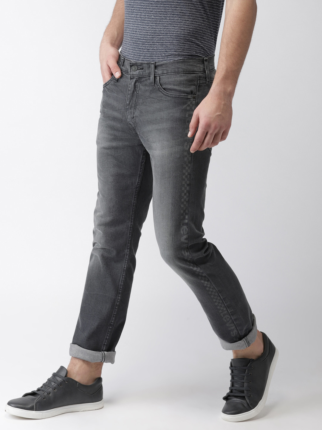 

Levis Men Grey Straight Fit Mid-Rise Clean Look Stretchable Jeans 513