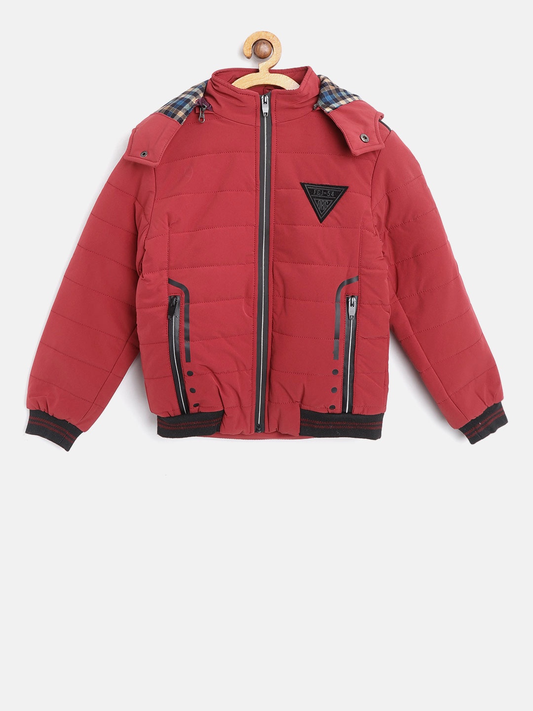 

Fort Collins Boys Red Solid Bomber Jacket with Detachable Hood