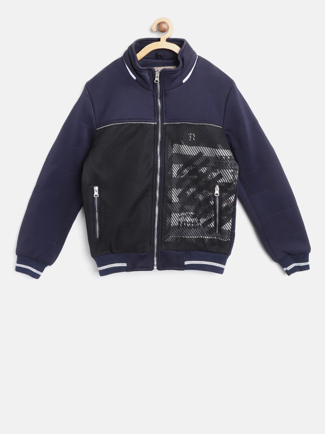 

Fort Collins Boys Navy Blue Solid Bomber Jacket