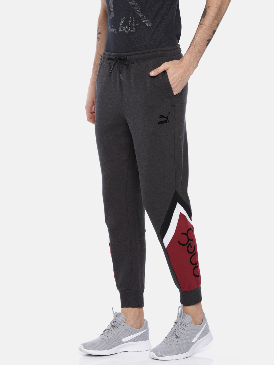 

Puma Men Charcoal Grey Printed VK Joggers