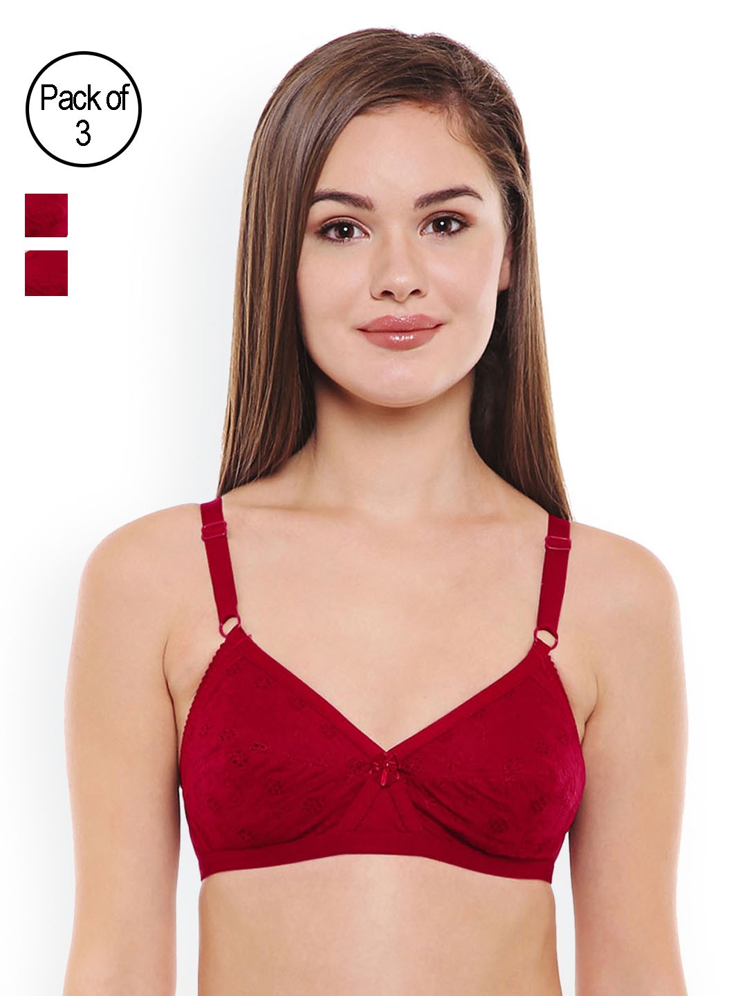 

Bodycare Red Self Design Non-Wired Non Padded Everyday Bra