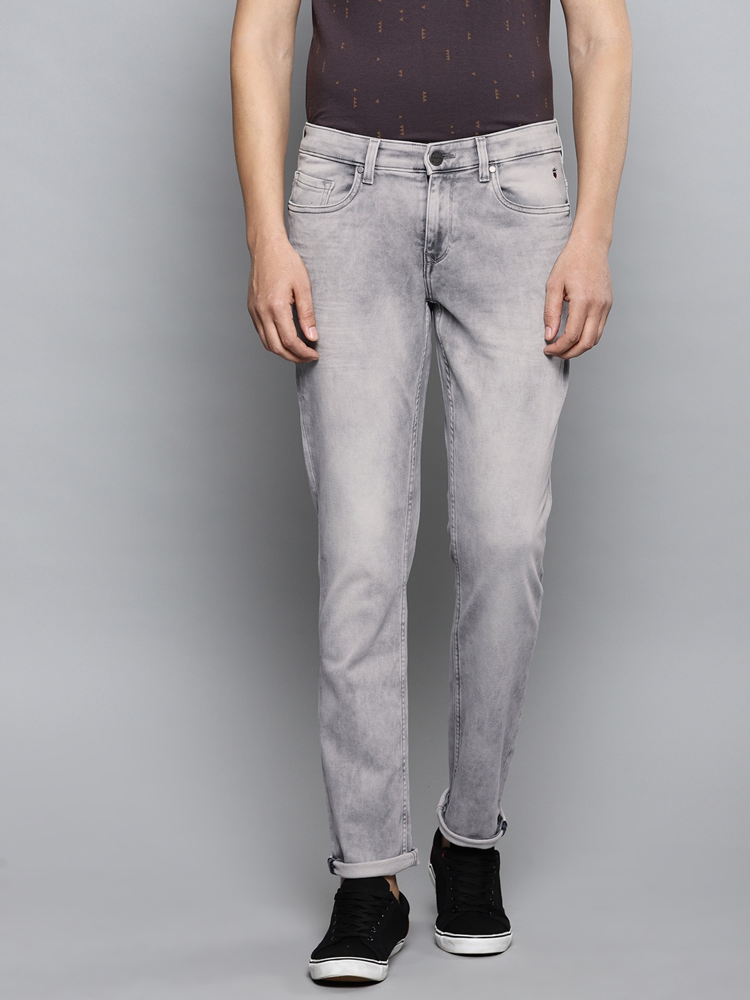 

Louis Philippe Jeans Men Grey Comfy Tapered Fit Low-Rise Clean Look Stretchable Jeans