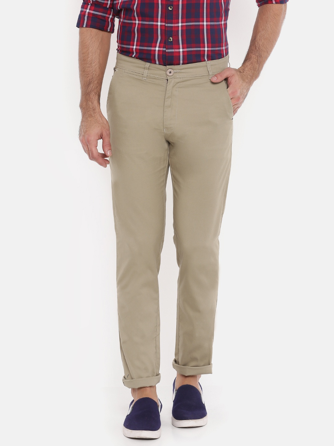 

The Indian Garage Co Men Beige Regular Fit Solid Regular Trousers