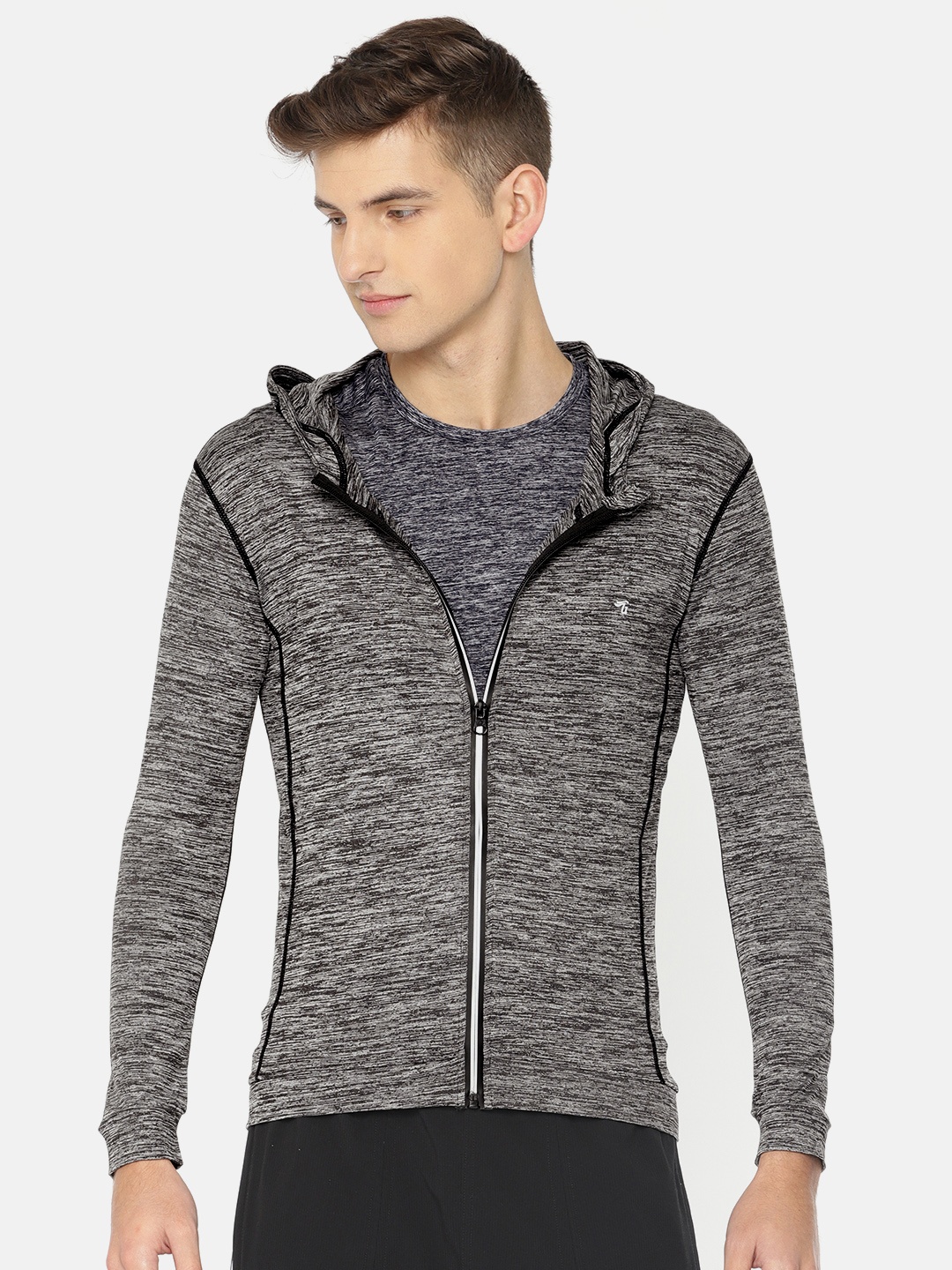 

The Indian Garage Co Men Grey Melange Solid Sporty Jacket