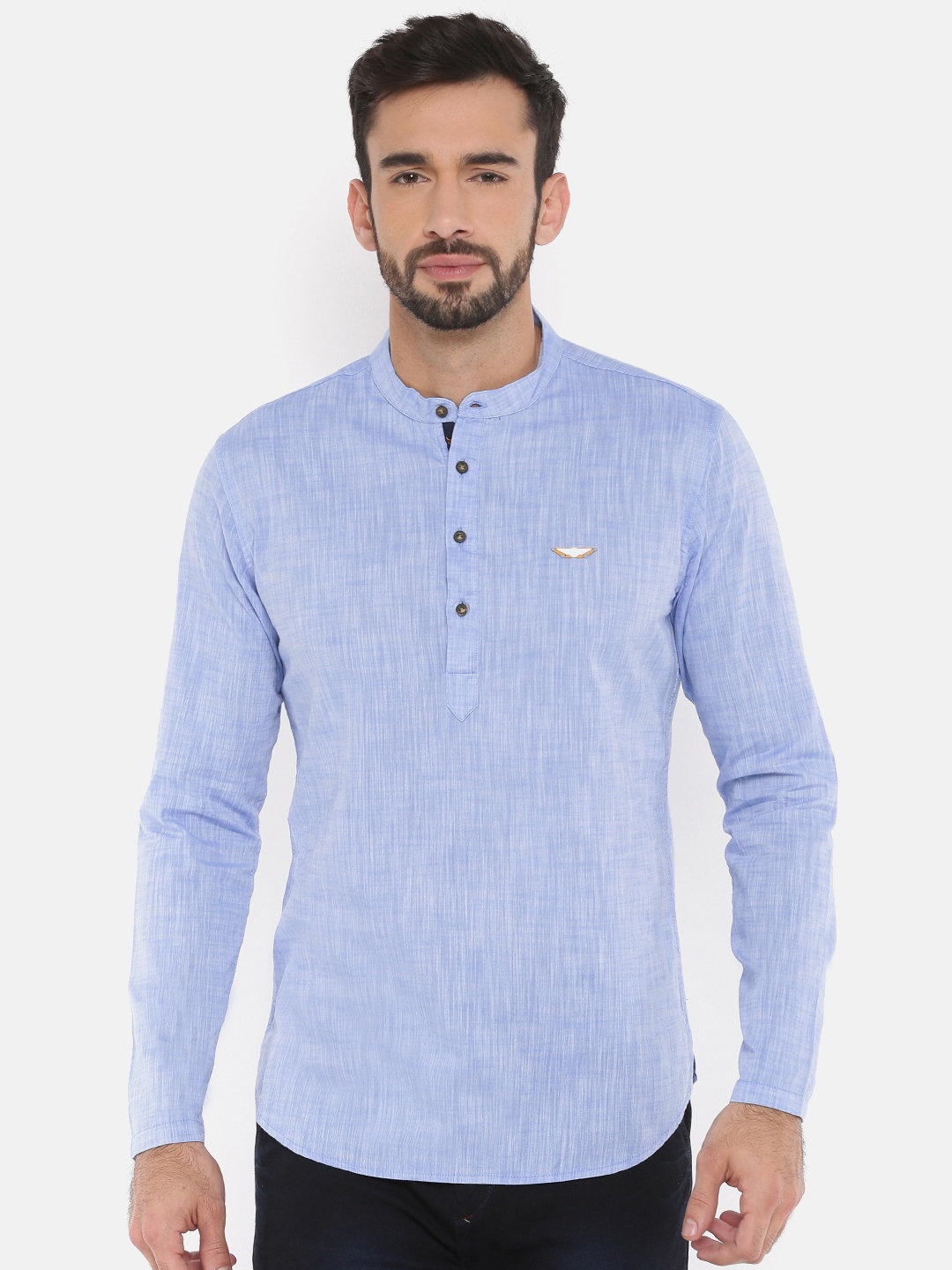 

The Indian Garage Co Men Blue Solid Straight Kurta