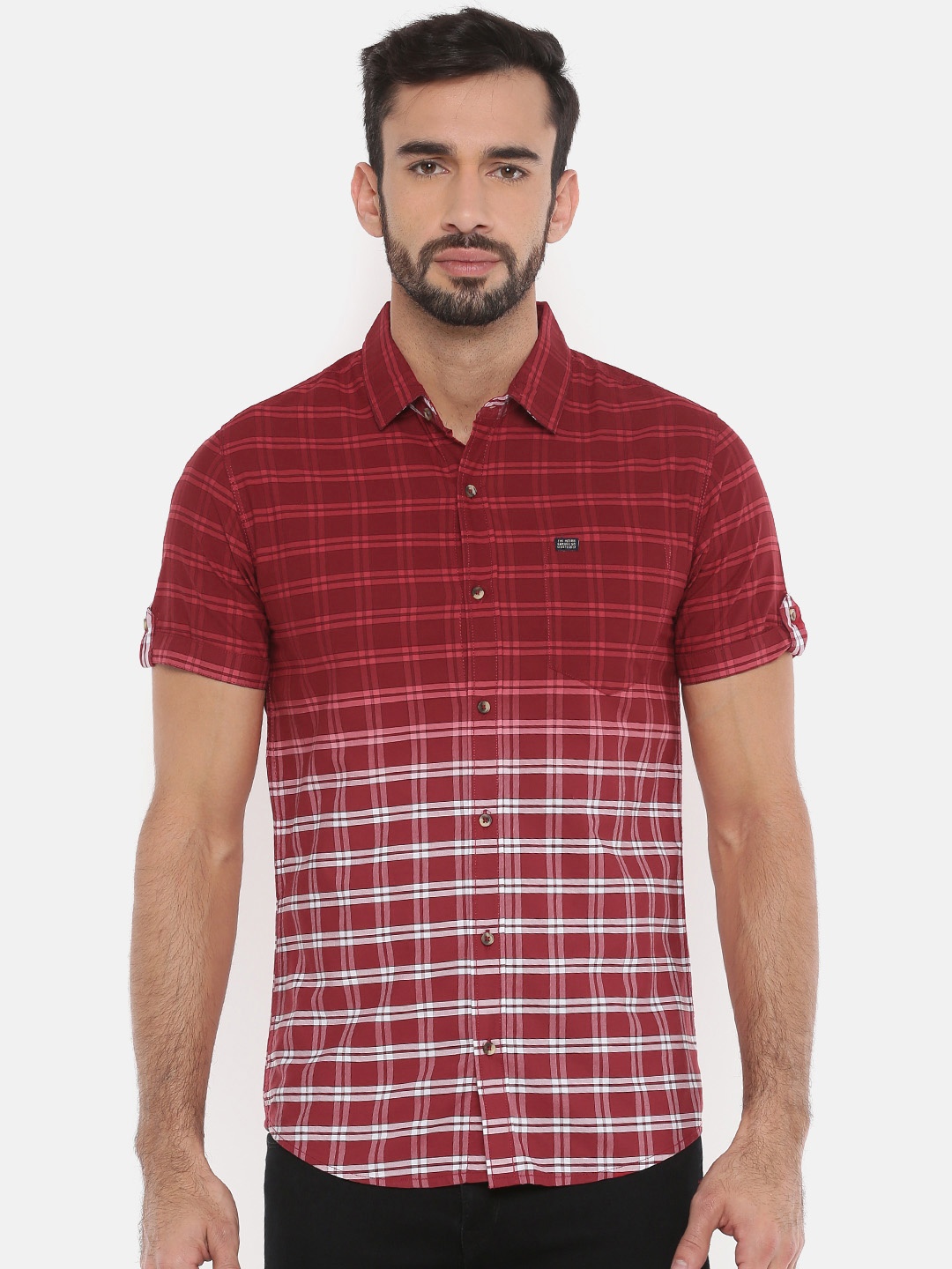 

The Indian Garage Co Men Maroon Regular Fit Checked Casual Shirt