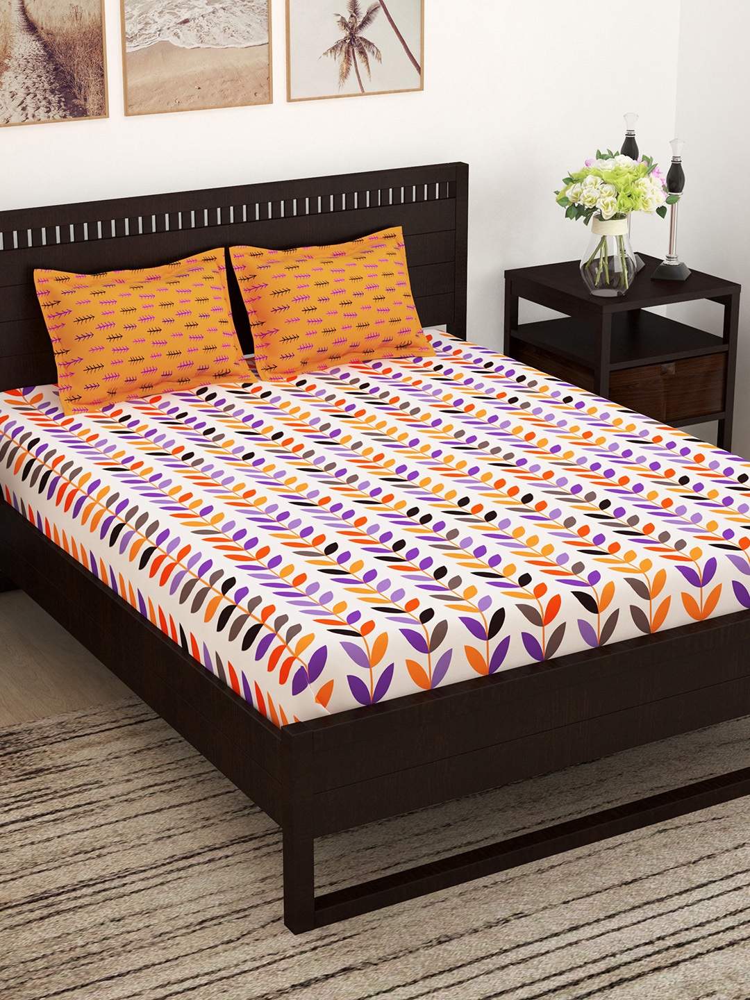 

Story@home Multicoloured 160 TC Cotton Queen Bedsheet with 2 Pillow Covers, Multi