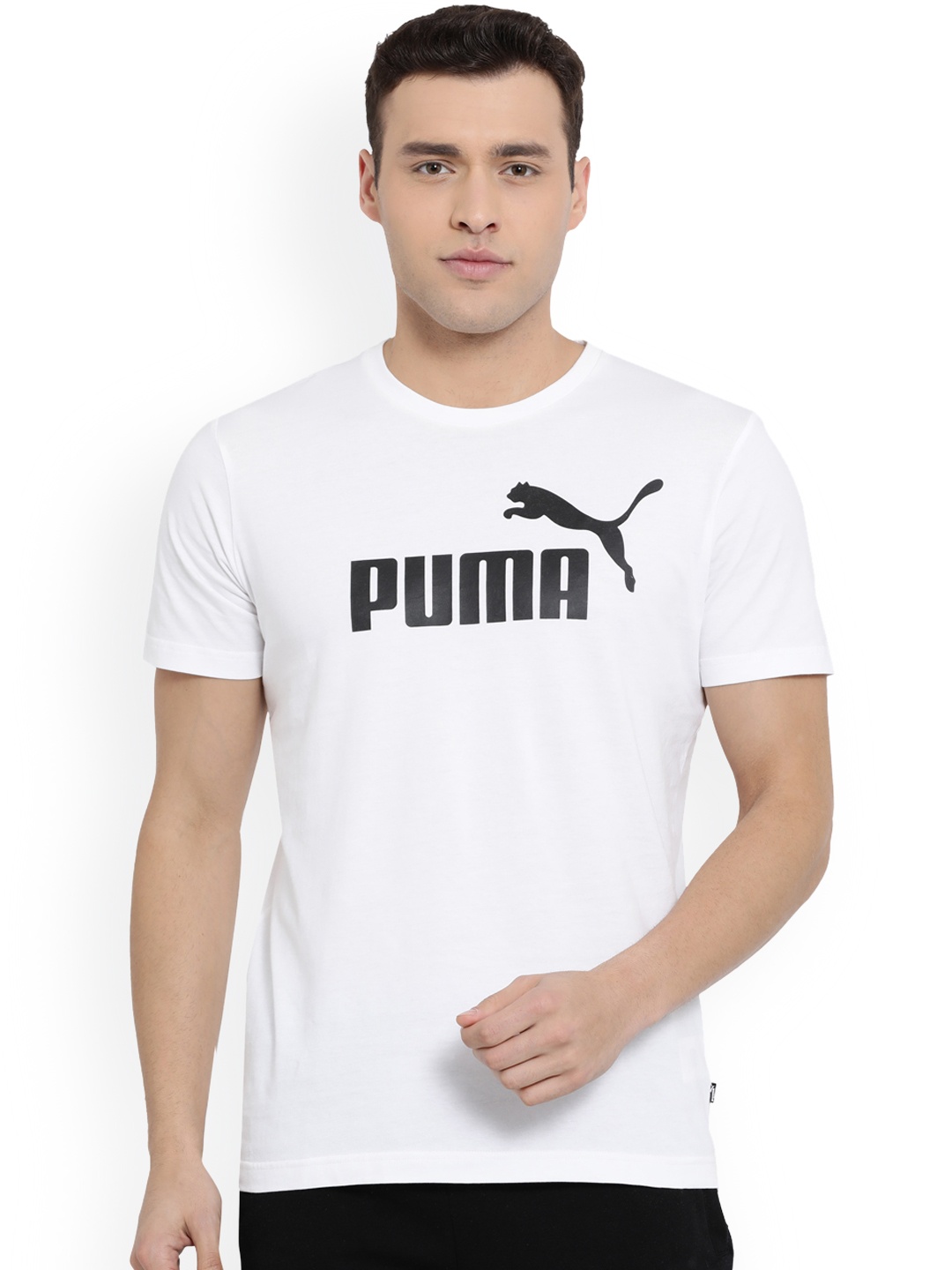 

Puma Men White Printed Round Neck T-shirt