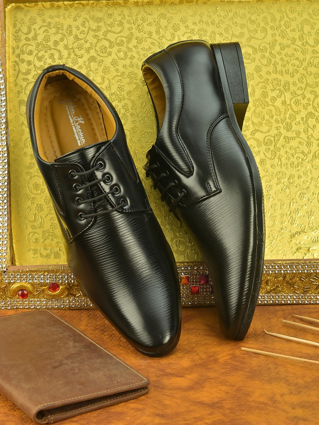 

John Karsun Men Black Formal Derbys
