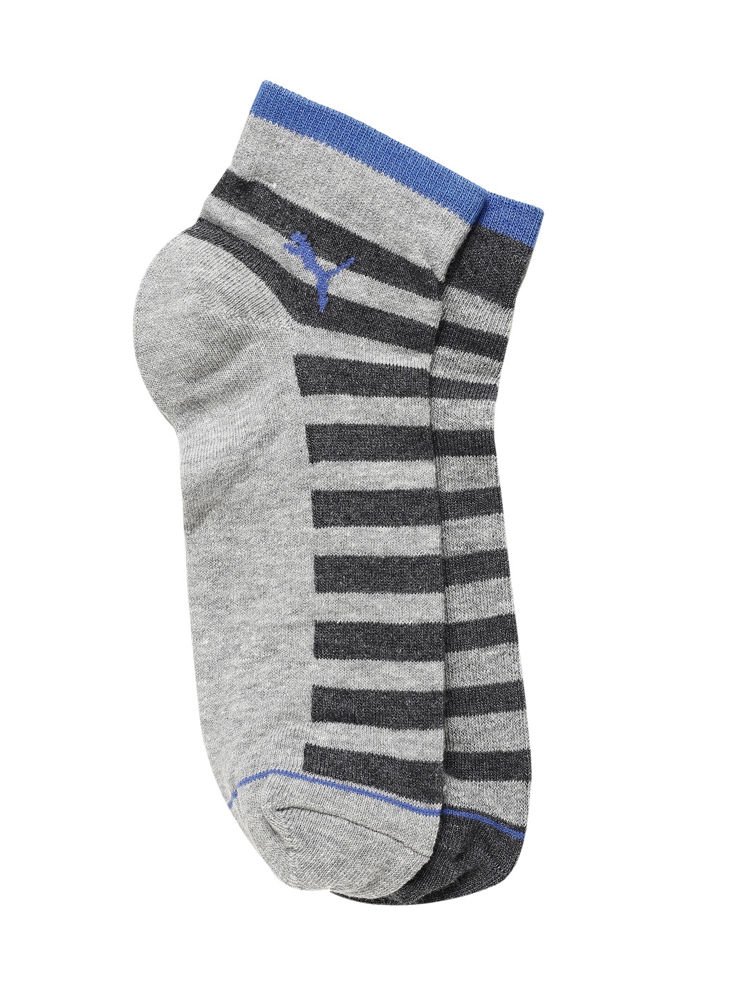 

Puma Unisex Set of 2 Striped Classic Ankle-Length Socks, Grey