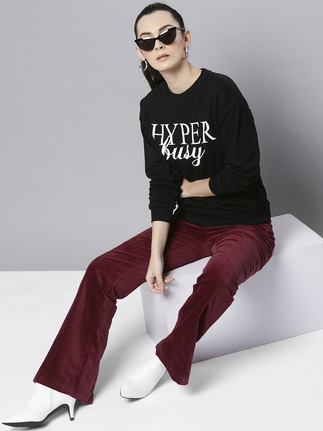 

Harpa Women Black Printed Sweatshirt