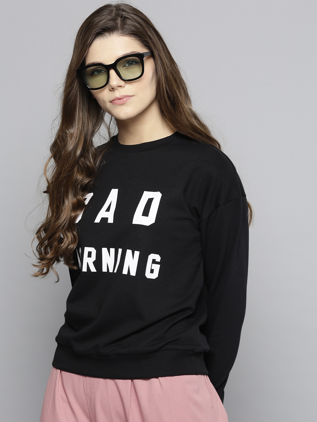 

Harpa Women Black & White Printed Sweatshirt