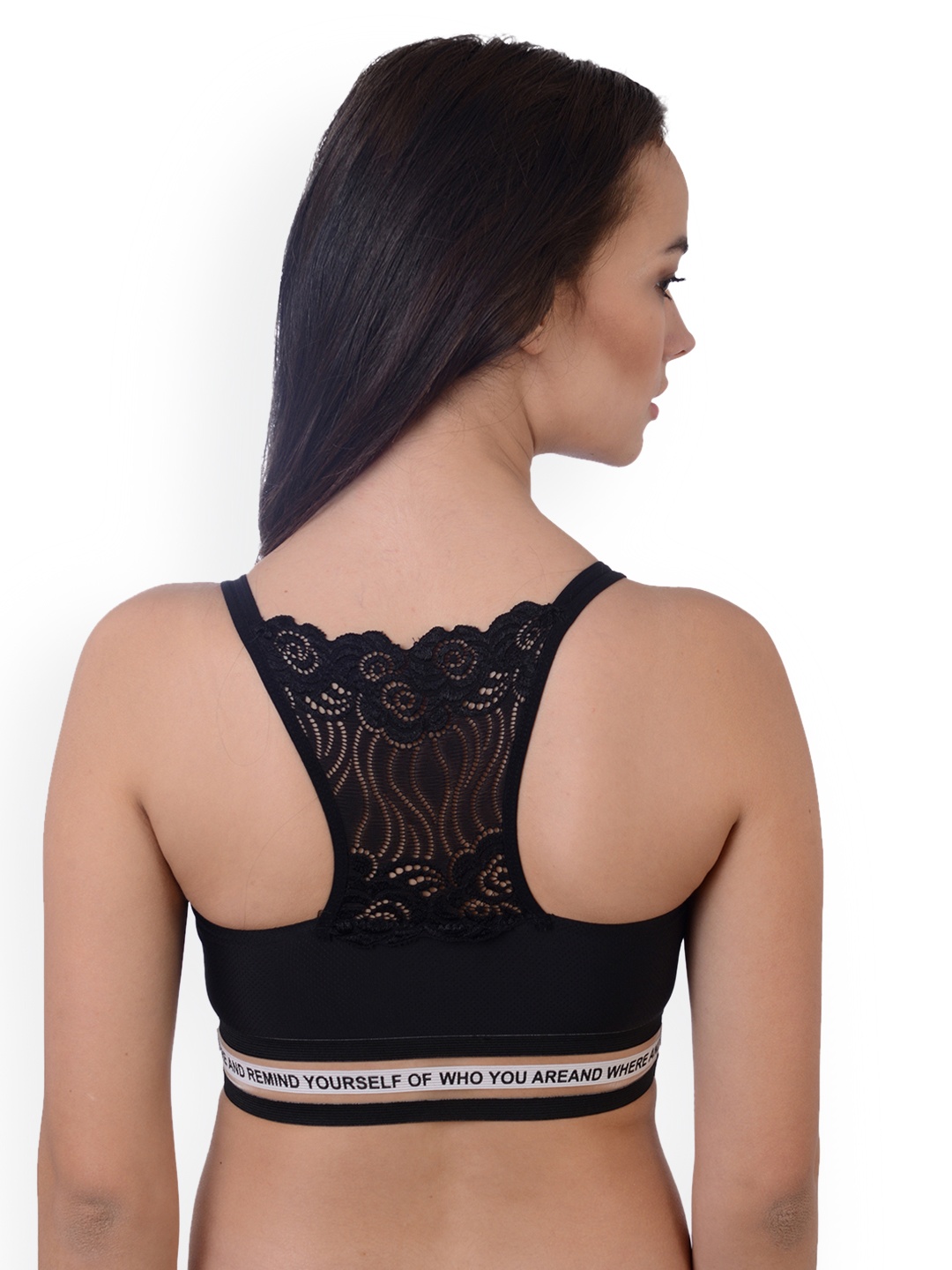 

Da Intimo Black Solid Non-Wired Lightly Padded Styled Back Bralette DI1159