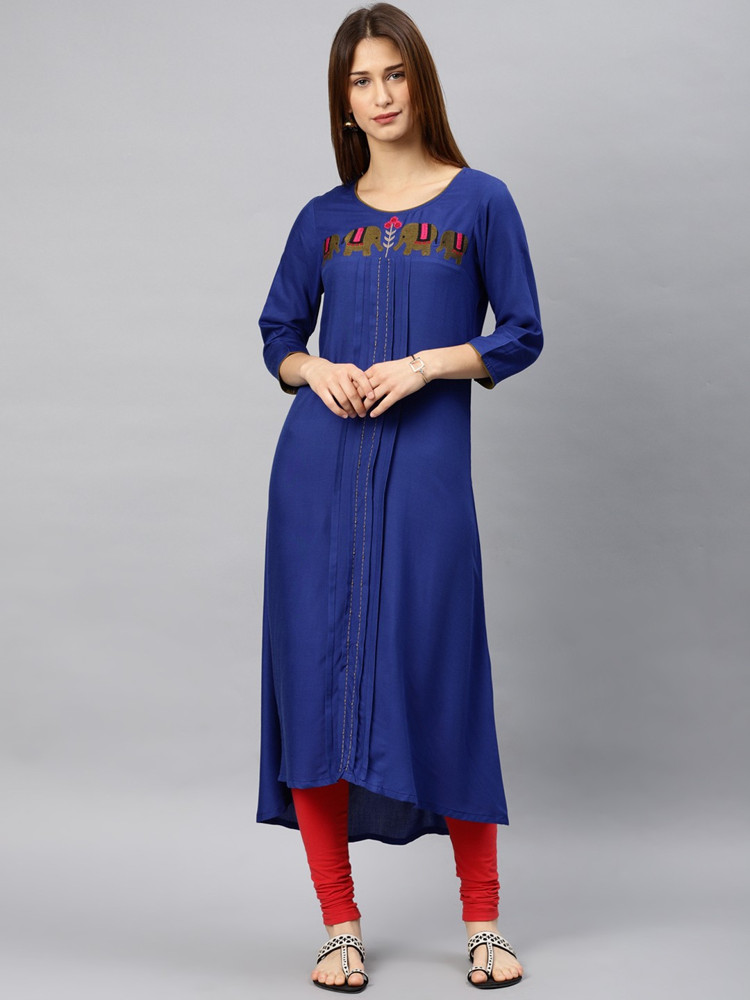 

Alena Women Blue Yoke Design A-Line Kurta